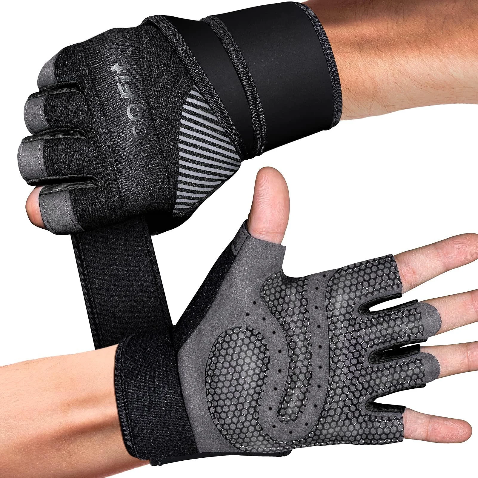 COFIT Breathable Workout Gloves, Antislip Weight Lifting Gym Gloves for Men Women, Superior Grip & Palm Protection for Weightlifting, Fitness, Exercise, Training #Black Large