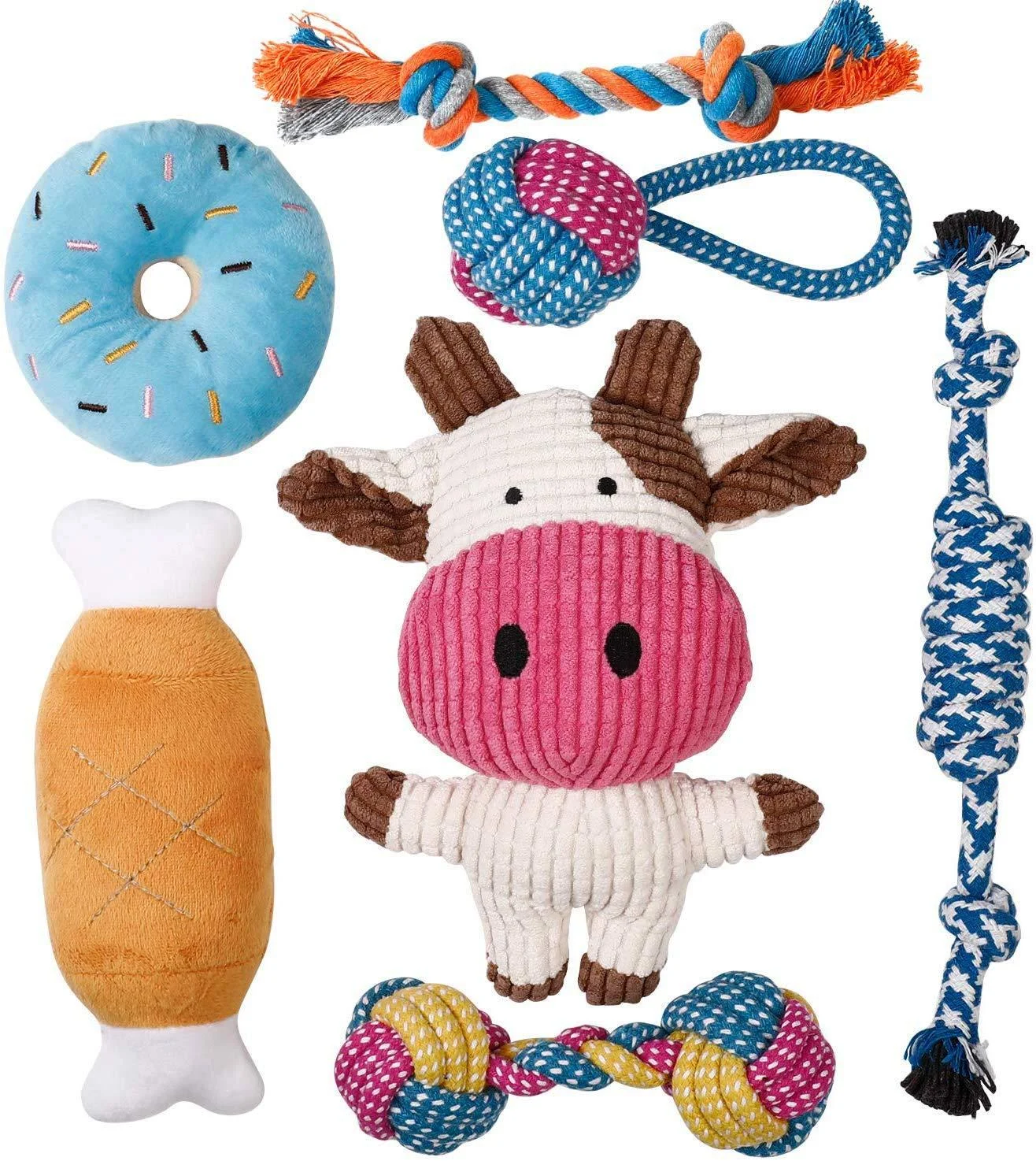 Toozey Dog Toys Puppy Toys - 7 Pcs Puppy Toys from 8 Weeks Small Dog Toys - Interactive Dog Toys for Boredom Dog Chews Dog Toys For Small Dogs&Large Dogs Rope Toys - Natural Cotton&Non-toxic Cow