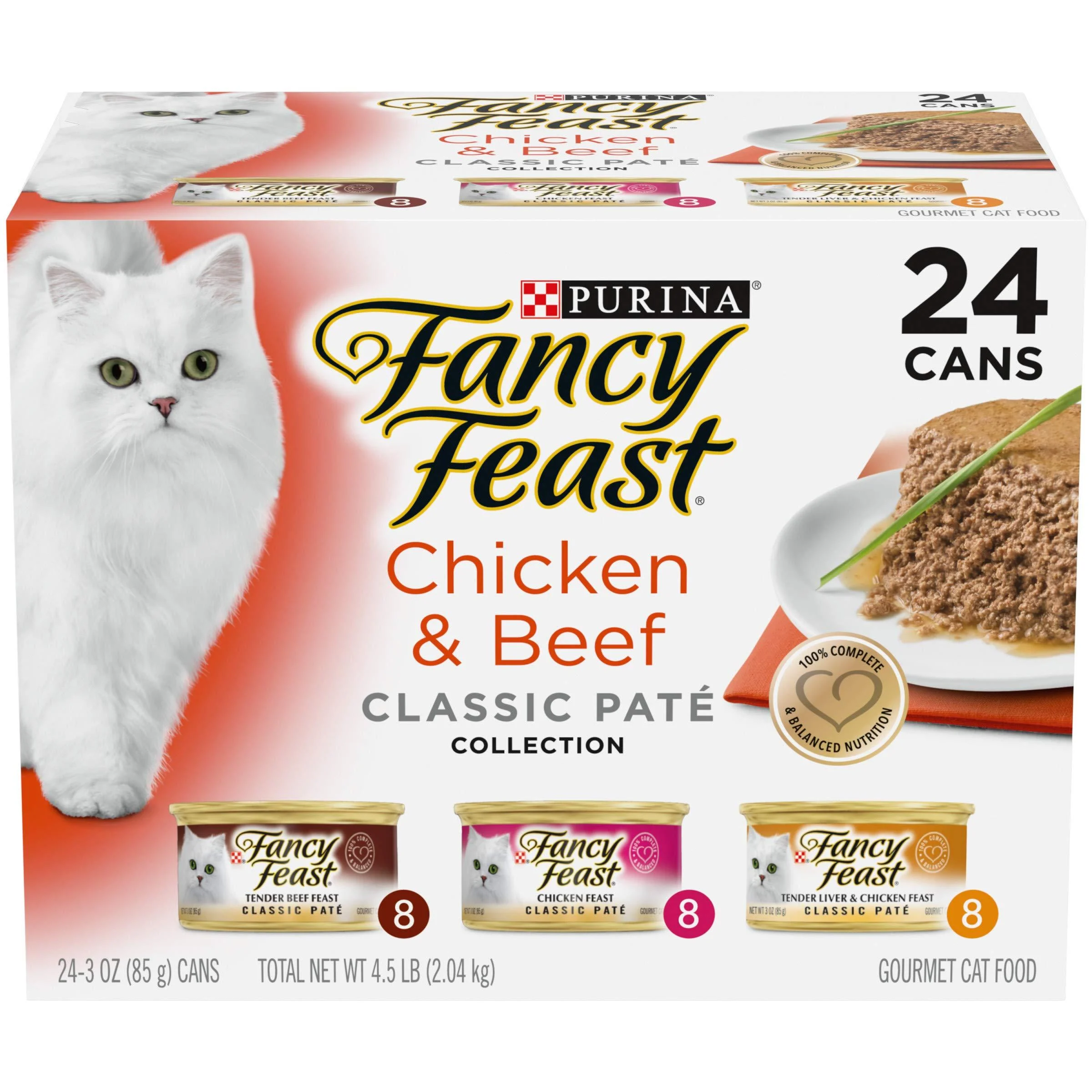 Purina Fancy Feast Gourmet Naturals in Gravy Adult Canned Wet Cat Food 8 count (Pack of 3) Chicken & Beef