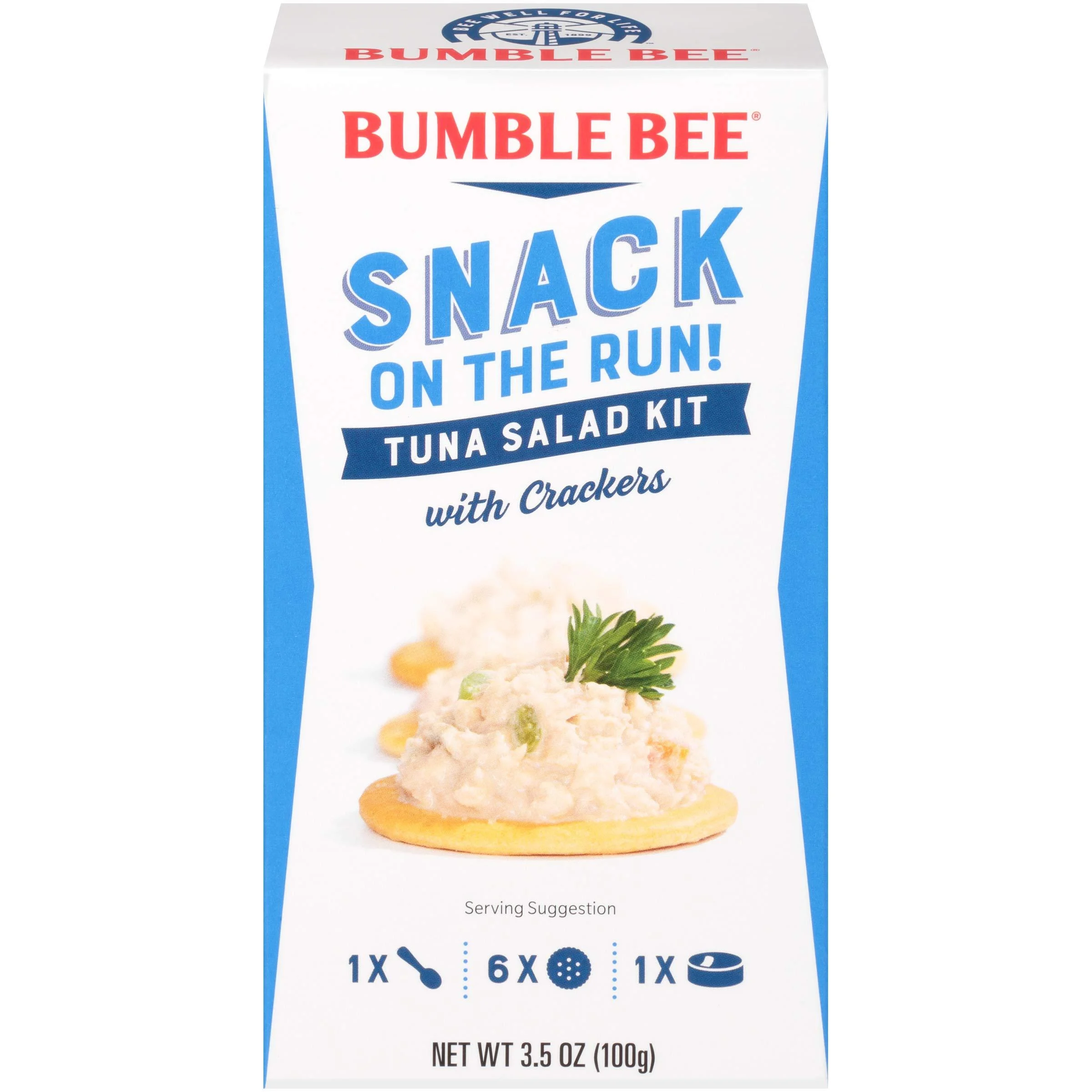 Bumble Bee Snack On The Run Tuna Salad with Crackers Kit - Ready to Eat, Spoon Included - Wild Caught Tuna - Shelf Stable & Convenient Protein Snack, 3.5 oz (Pack of 12)