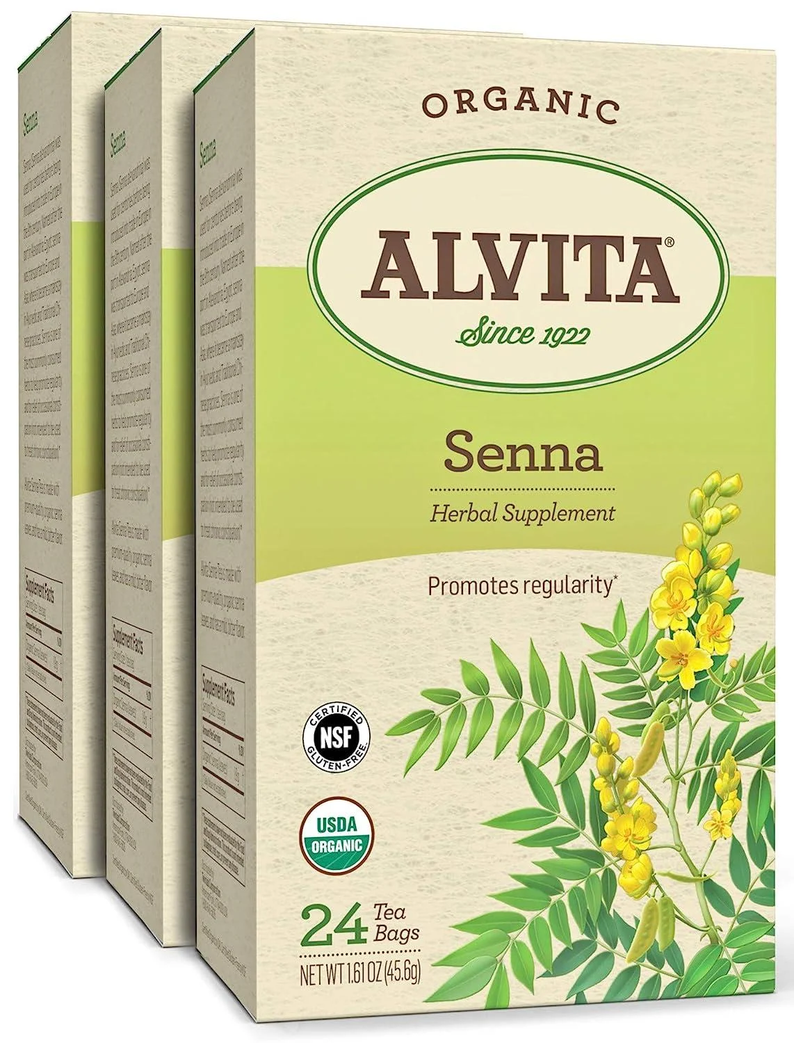 Alvita Organic Senna Herbal Tea 72 Tea Bags (3 Pack)