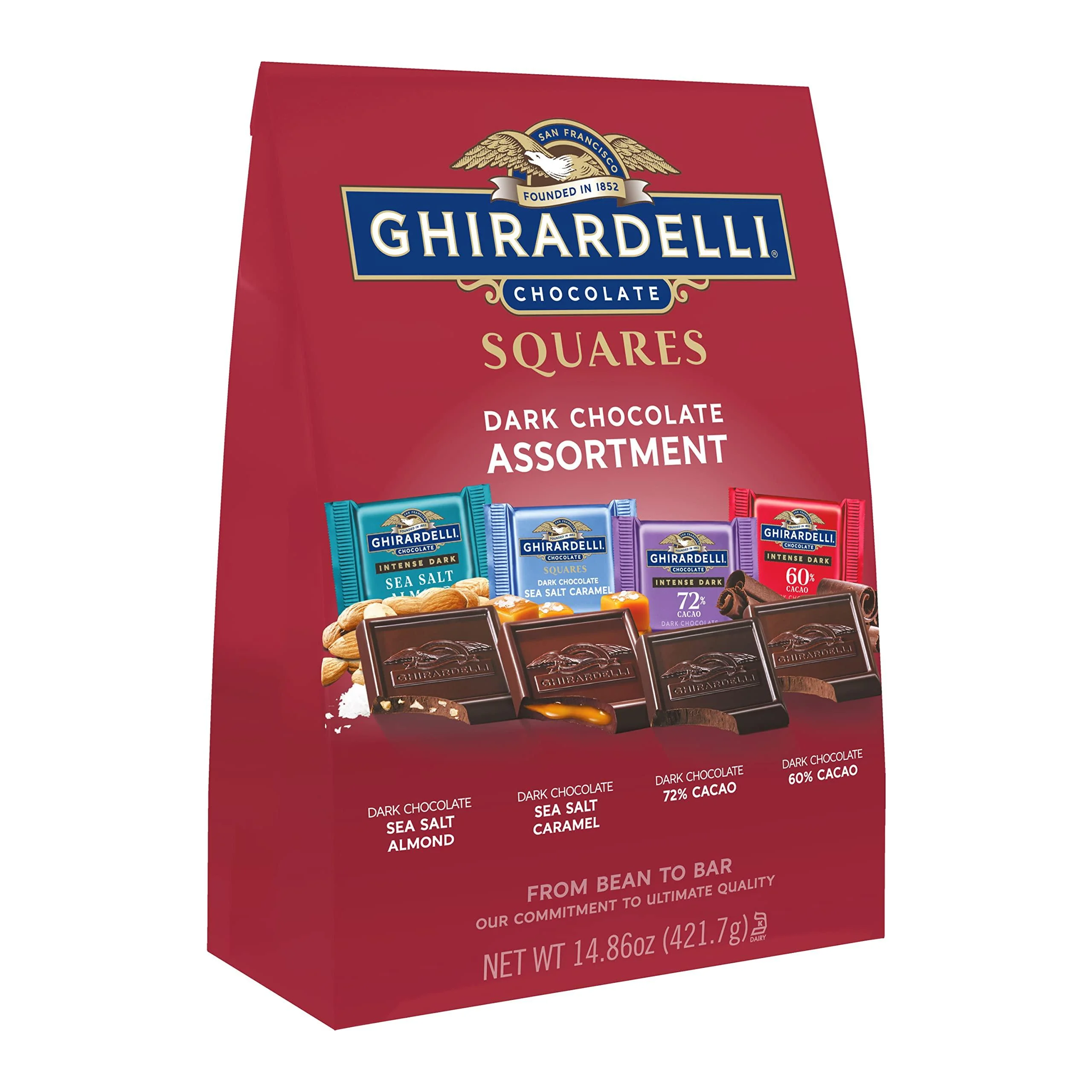 Ghirardelli Dark Assorted Squares XL Bag, 14.86 Ounce - Ghirardelli Chocolate Company