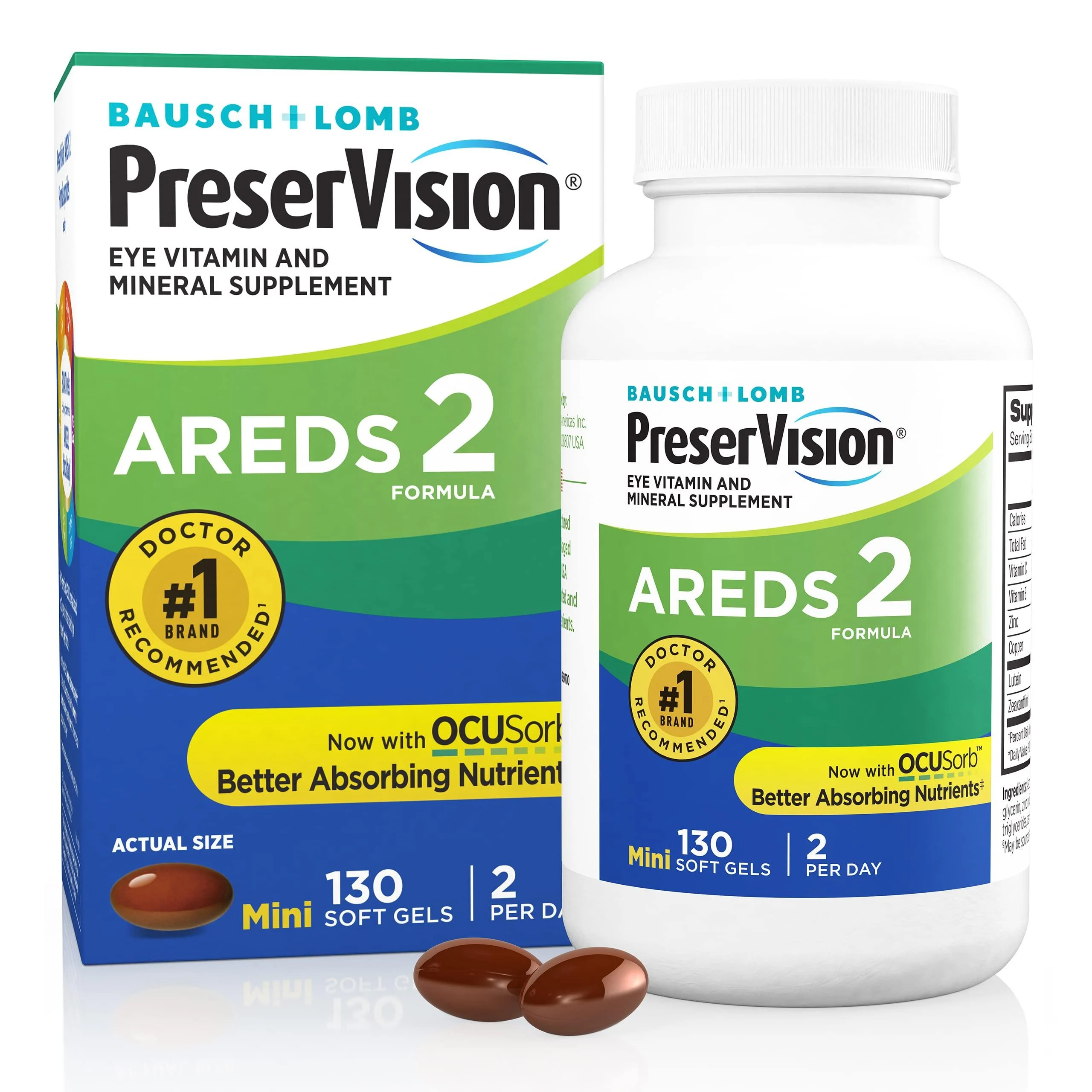 PreserVision AREDS 2 Eye Vitamin & Mineral Supplement, Contains Lutein, Vitamin C, Zeaxanthin, Zinc & Vitamin E, 130 Softgels (Packaging May Vary) AREDS 130 Count (Pack of 1)