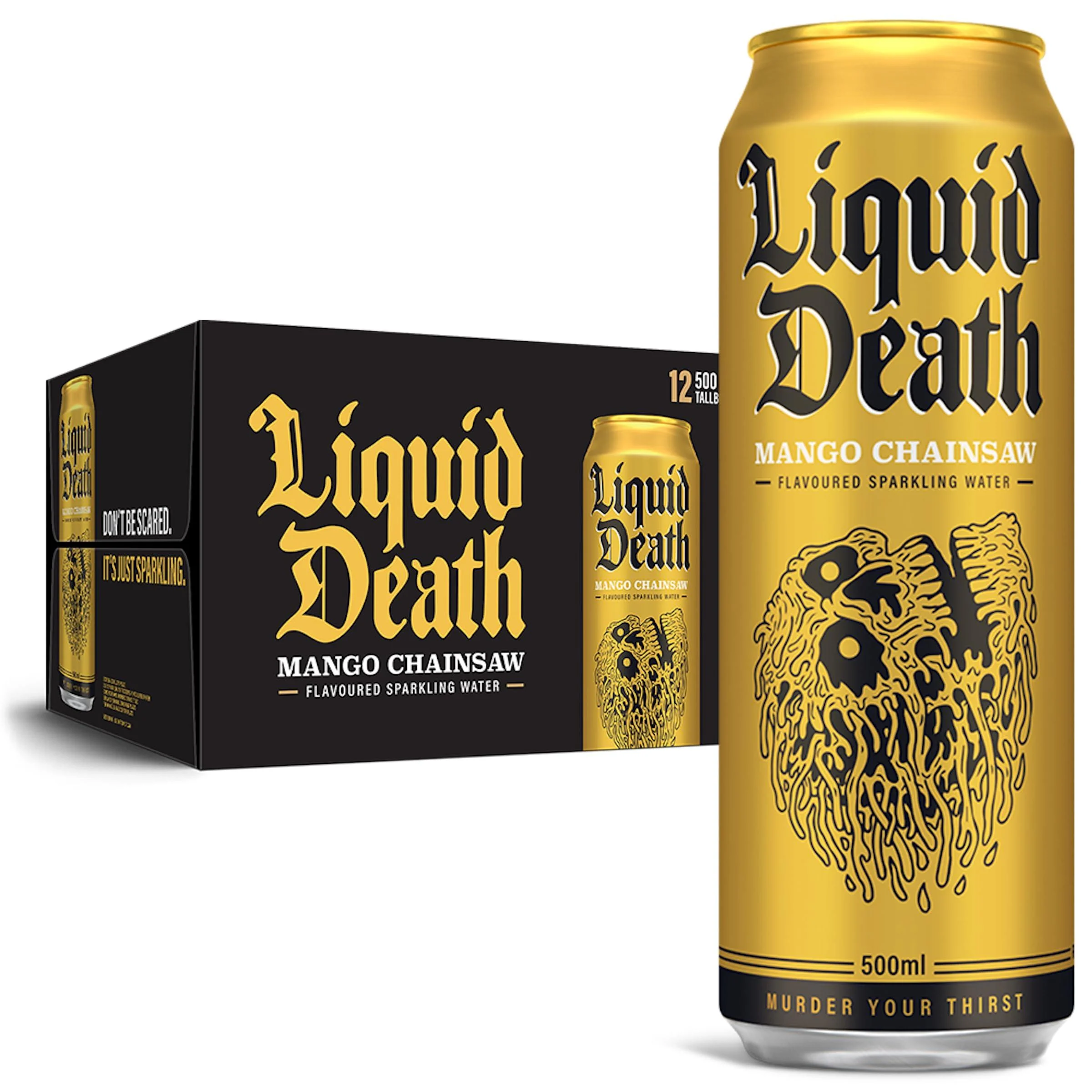Liquid Death Sparkling Water Mango Chainsaw 12 x 500 ml Mango Chainsaw - Sparkling