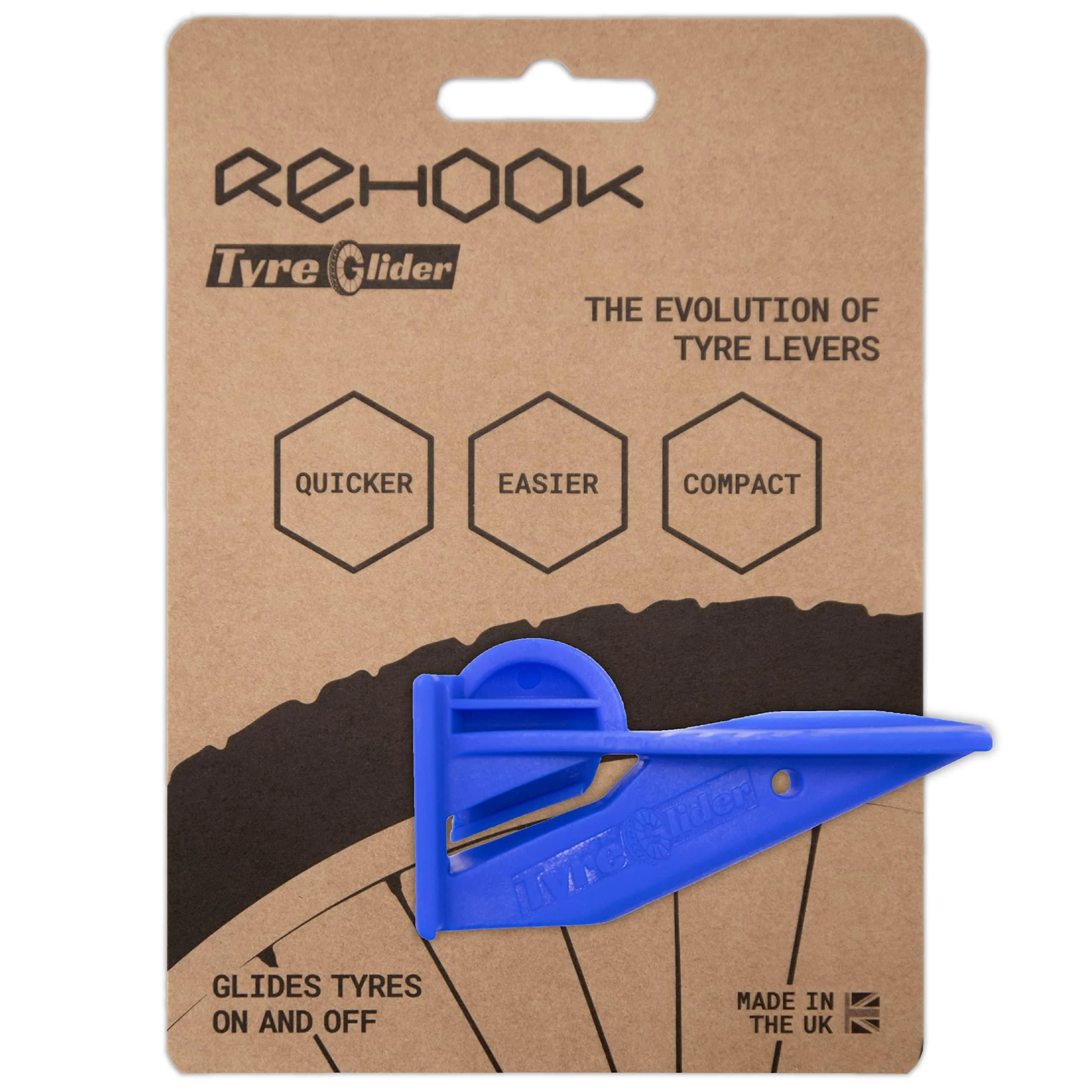 Rehook Tyre Glider - A Strong Portable Bicycle Tyre replacement and Bike Tire Remover Tool - No more Tyre Levers or Tyre Changing Spoons to Repair Your Bike Tube