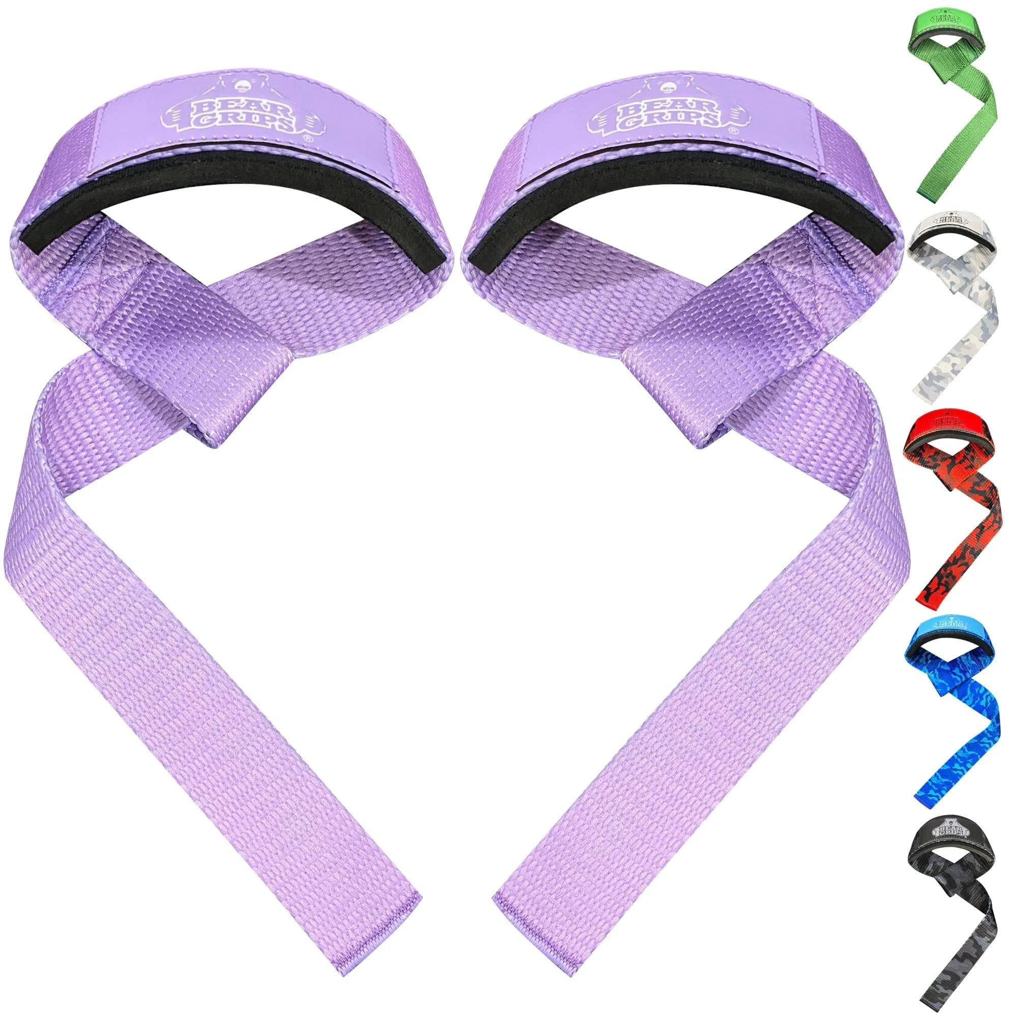 Bear Grips Lifting Straps for Weightlifting - Wrist Straps for Weightlifting, Gym Straps, Deadlift Straps for Weight Lifting Support, Strength Training and Powerlifting Accessories Solid Lavender Purple