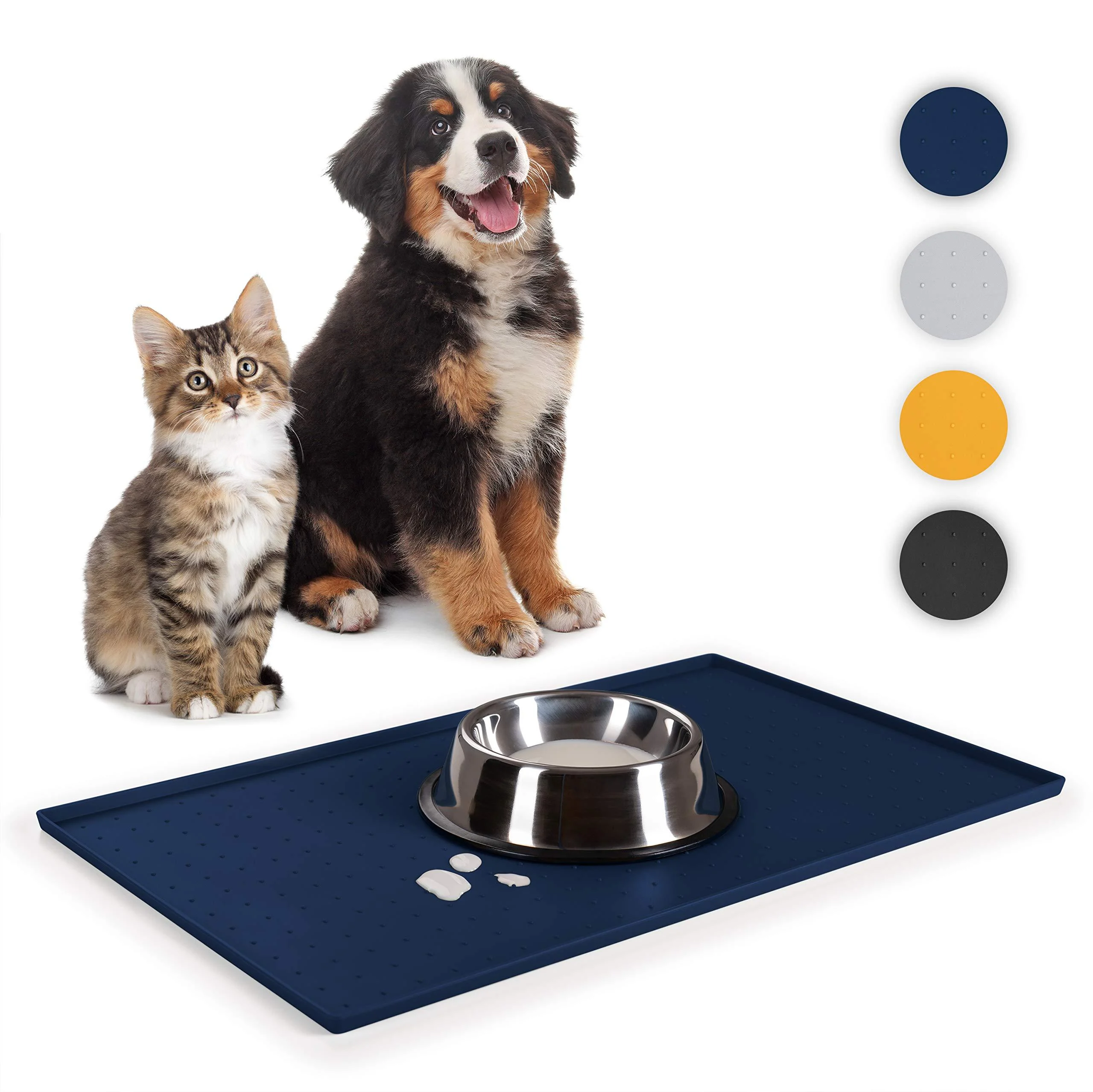 Everanimals - non -slip bowling pad dog cats with an increased outer edge - silicone mat eating base dog bowl surface 50x30cm blue 50x30 cm blue