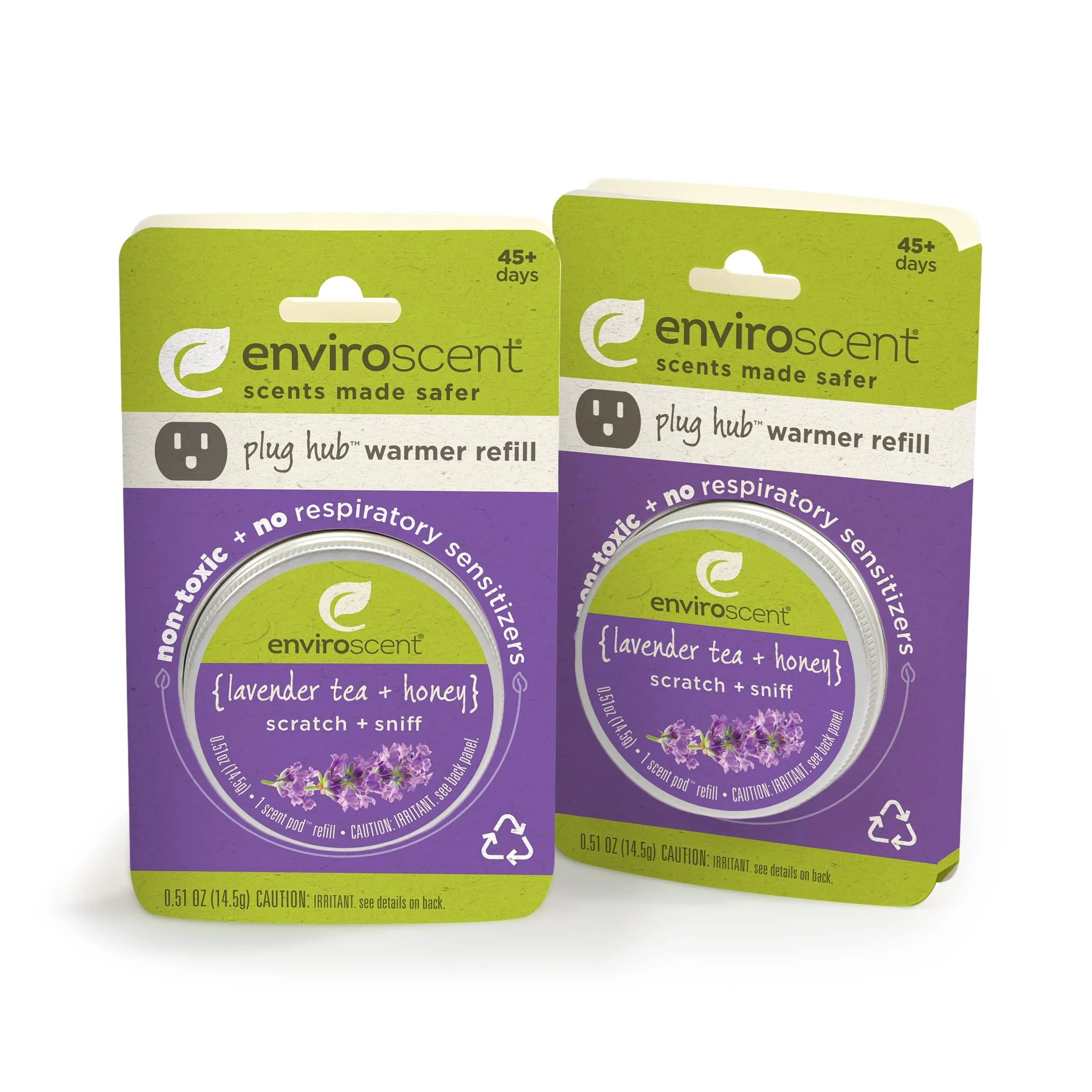 Enviroscent Non-Toxic Room & Home Air Freshener Refills for Plug-in Plug Hub (Lavender Tea + Honey) Pack of 2 Liquidless Scent Pods | Infused with Essential Oils