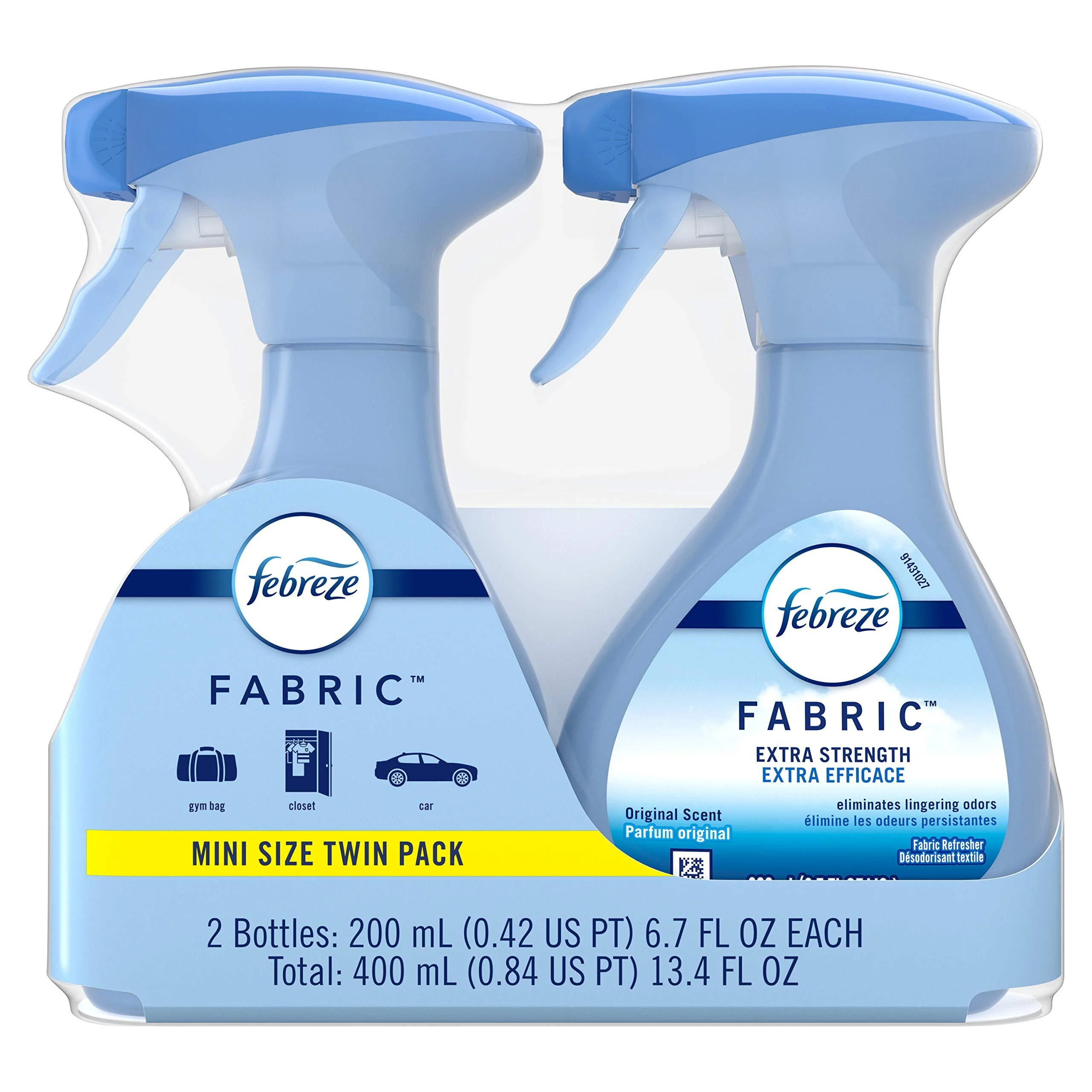 Febreze Fabric Refresher, Odor Eliminator, Extra Strength, Original Scent, 2 Count, 6.7 Fl Oz Each (Pack of 2) 2 Original Minis
