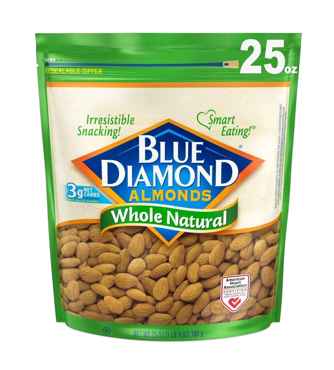 Blue Diamond Almonds Whole Natural Raw Snack Nuts - 25 Oz