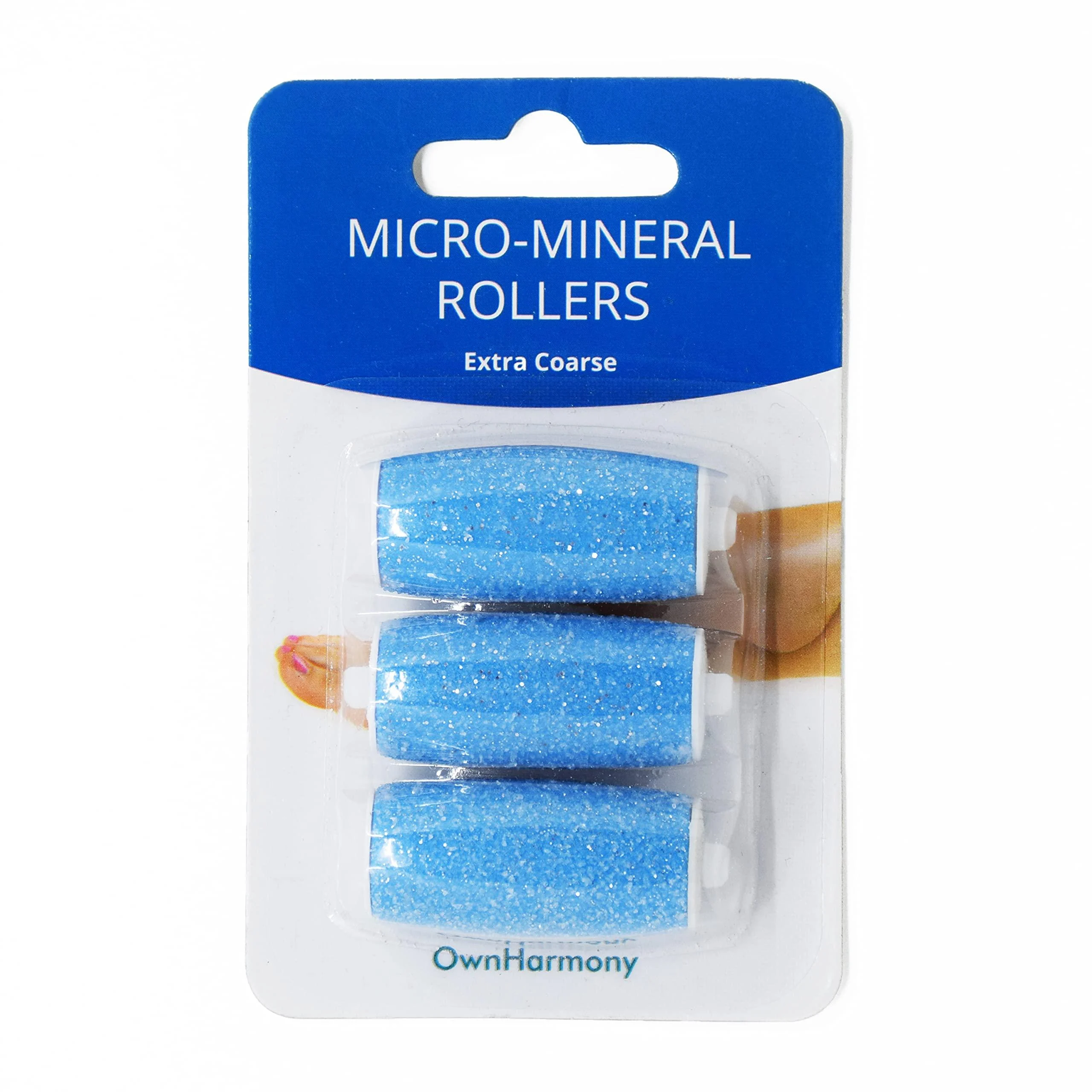 Extra strong refill replacement rolls for OWN Harmony electrical corneal remover CR900: foot care for soft feet best pedicure file tools- 3-pack refill rollers (extra rough blue) blue- extra rough