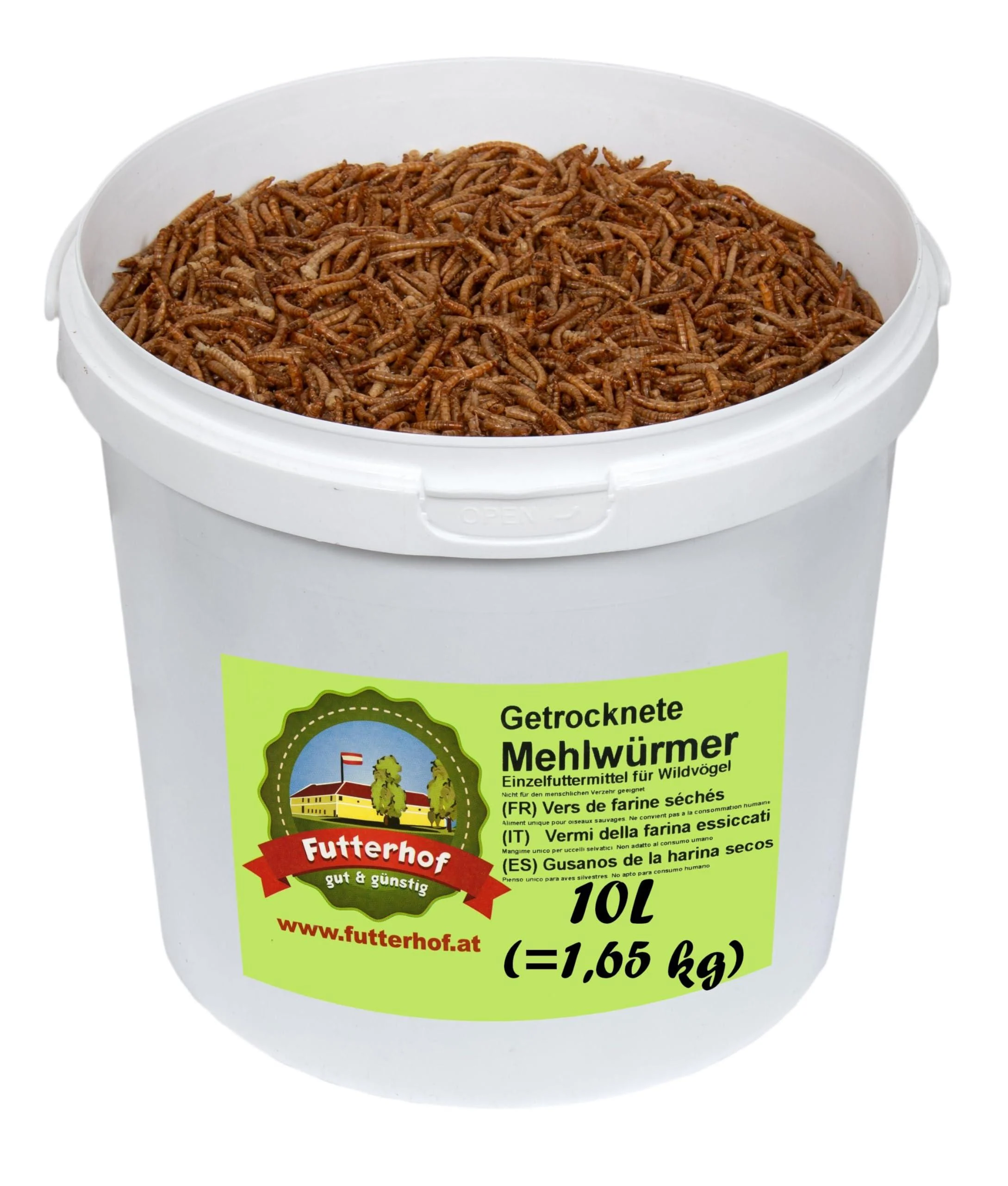 Futterhof dried mealworms 10 L bucket ( 1.65 kg) premium quality