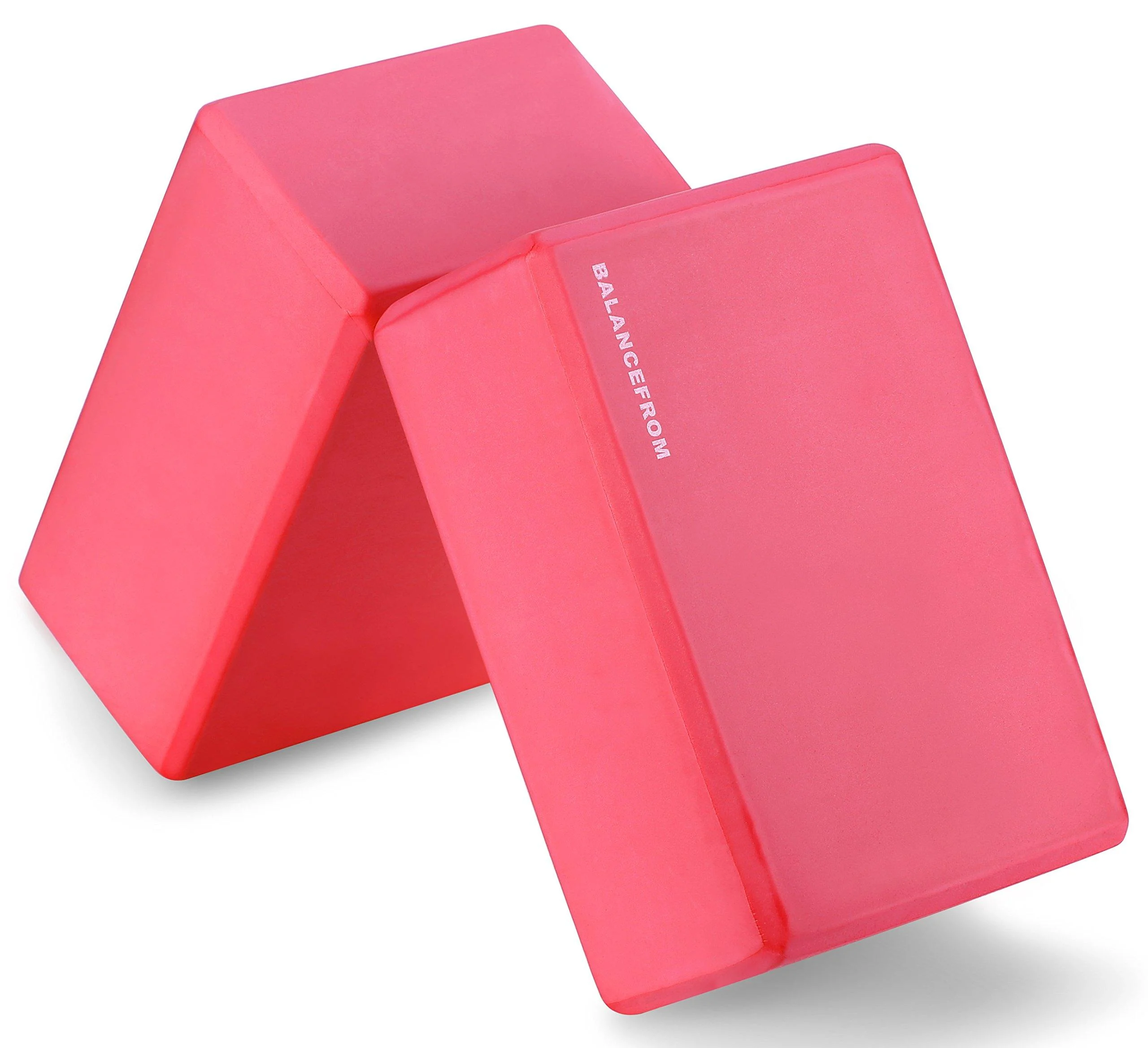 BalanceFrom GoYoga Set of 2 High Density Yoga Blocks, 9"x6"x4" Each Newest Version Red