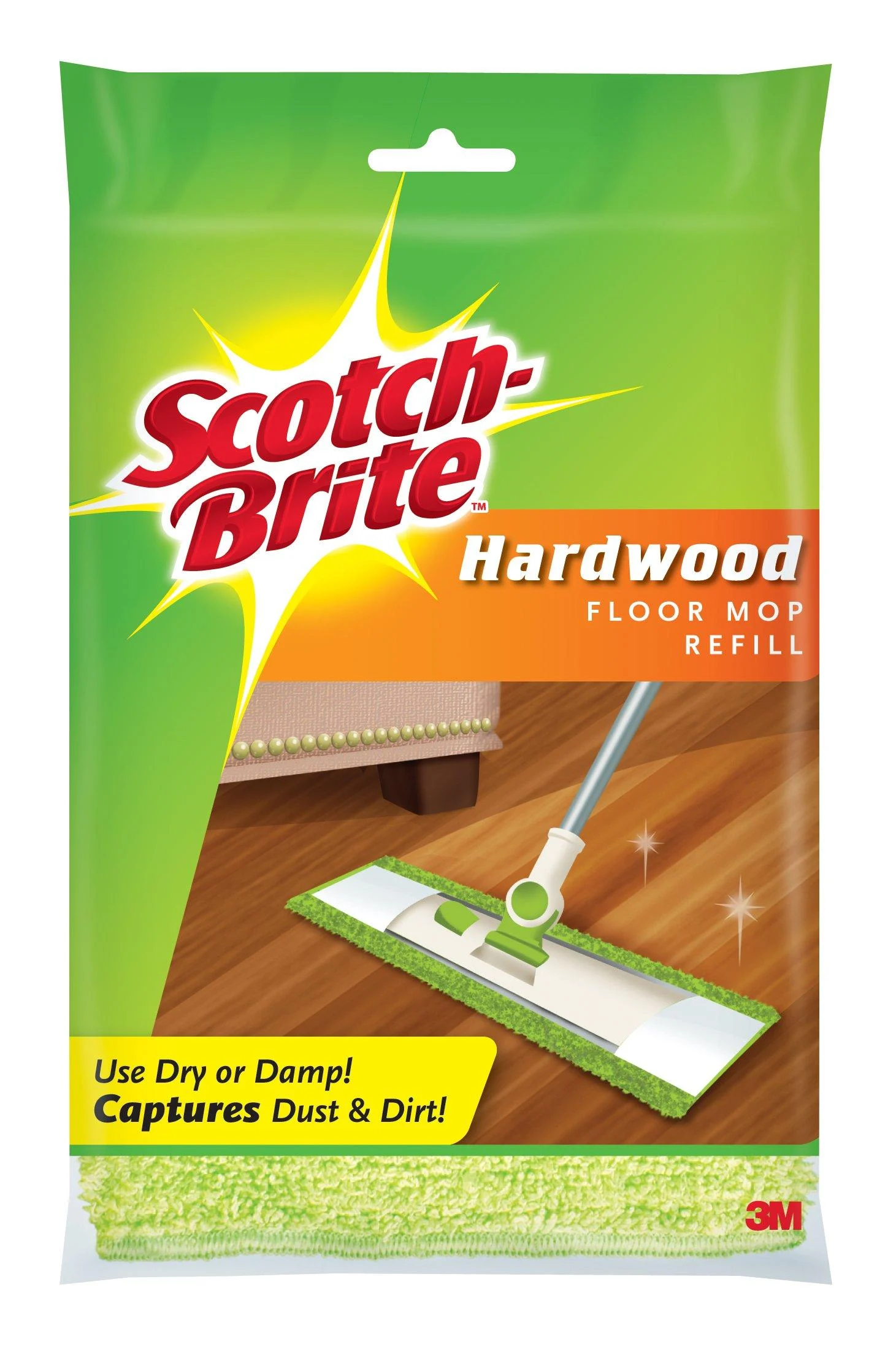 Scotch-Brite Microfiber Hardwood Floor Mop Refill, 1 Mop Head Refill