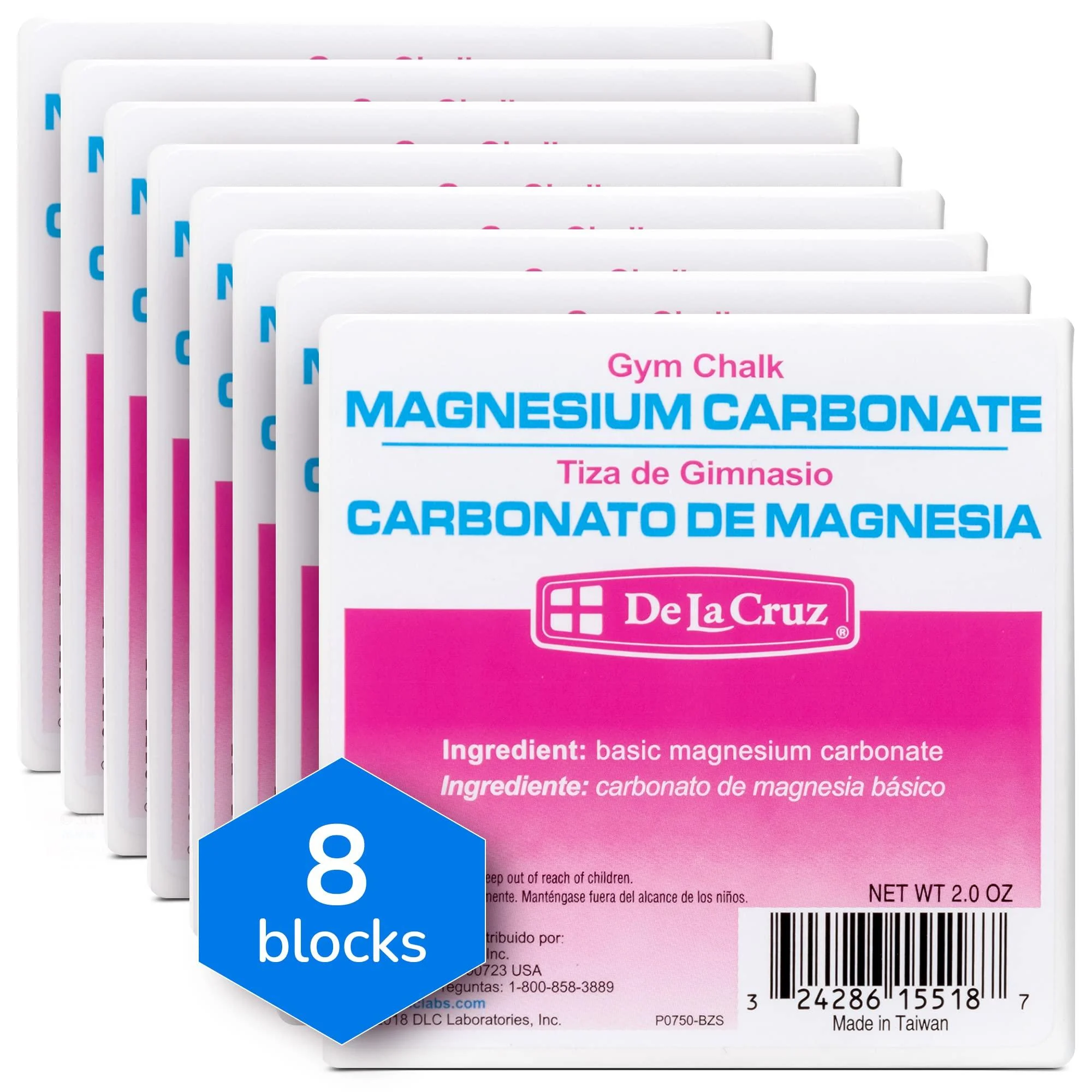 De La Cruz Magnesium Carbonate Gym Chalk - Weightlifting, Gymnastics and Rock Climbing Chalk 8 Blocks