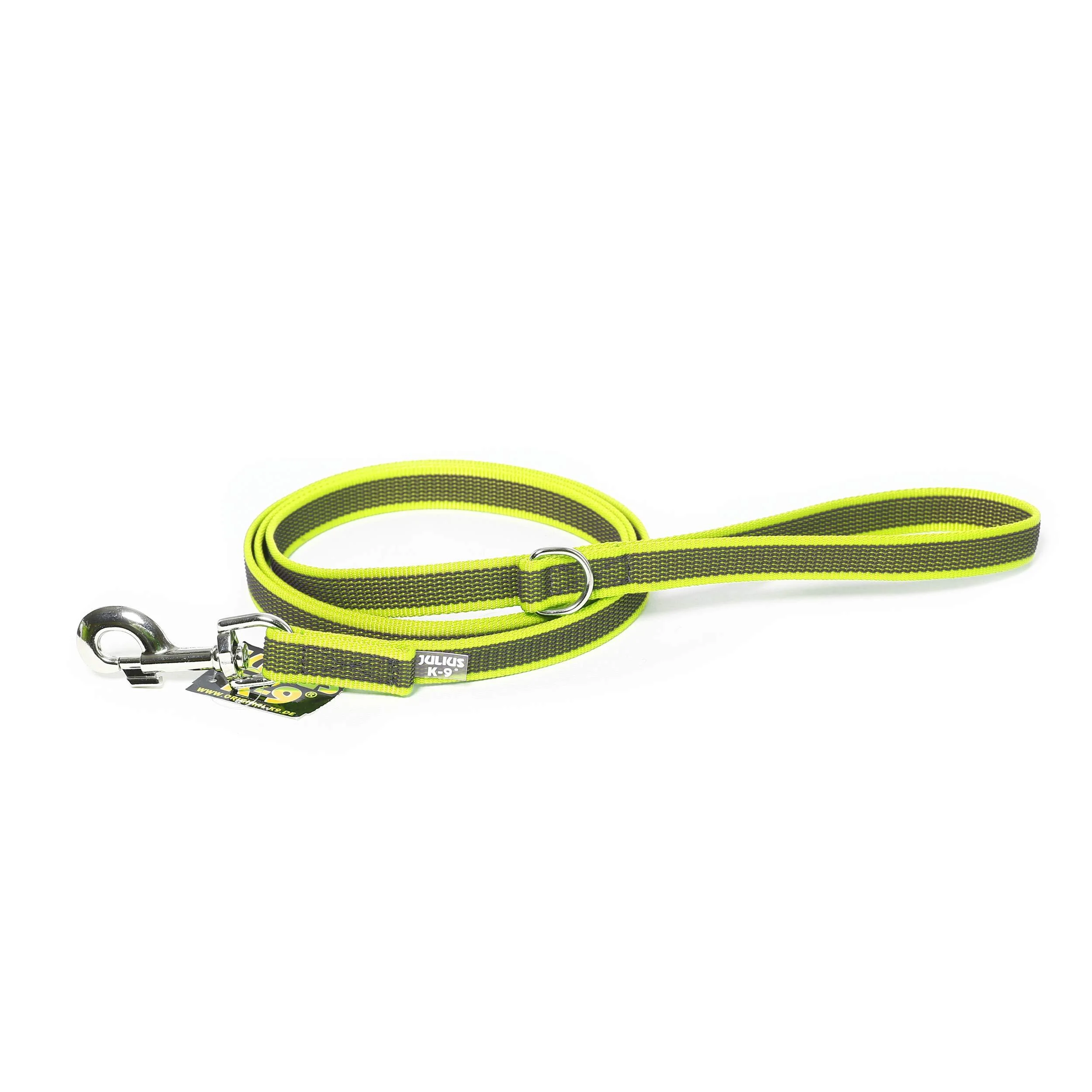 IDC Color & Gray rubberized leash 20 mm x 1.8 m with loop and D-ring neon gray Neon gray 20 mm x 1.8 m (with loop and D-ring)