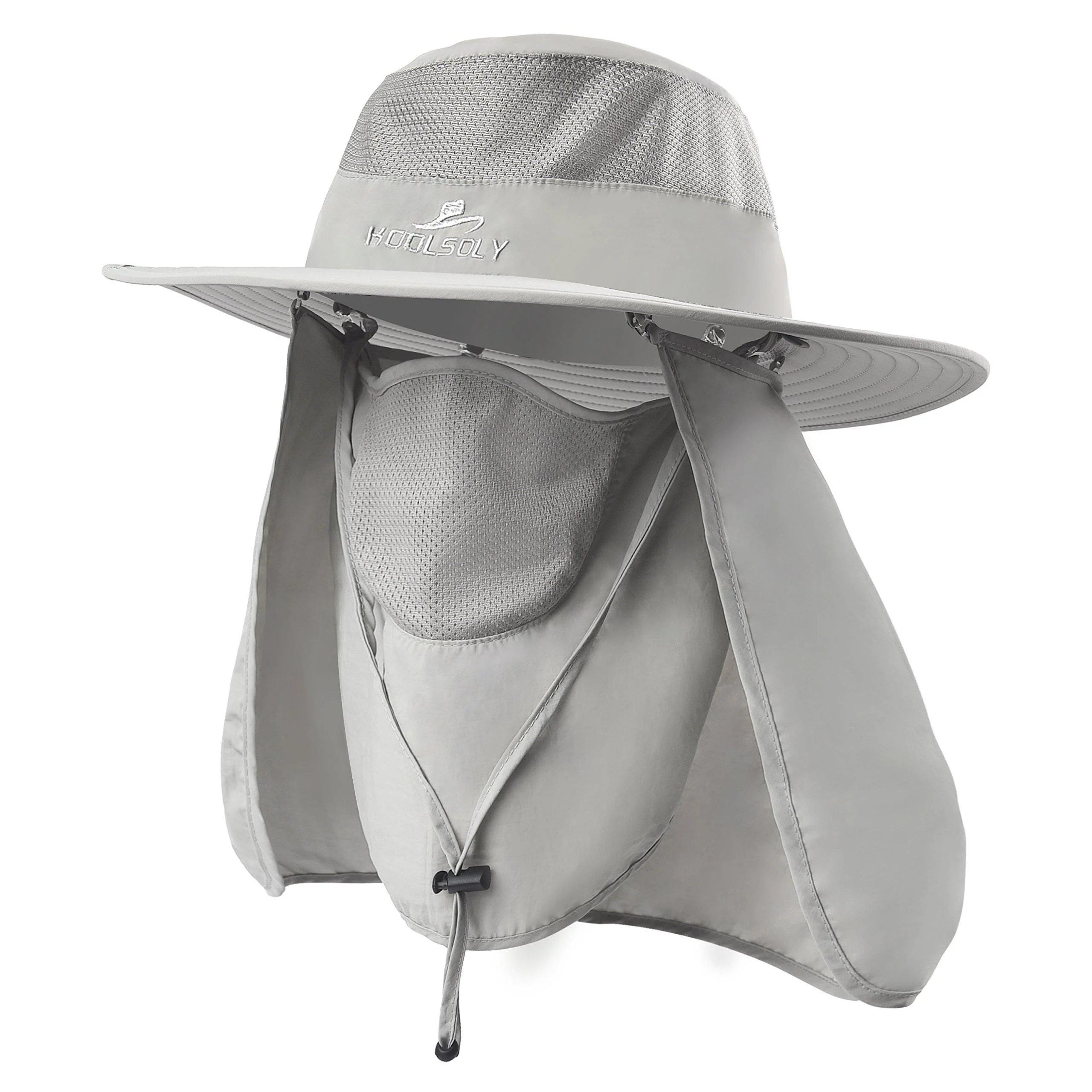 KOOLSOLY Fishing Hat,Sun Cap with UPF 50+ Sun Protection and Neck Flap,for Man and Women Light Grey