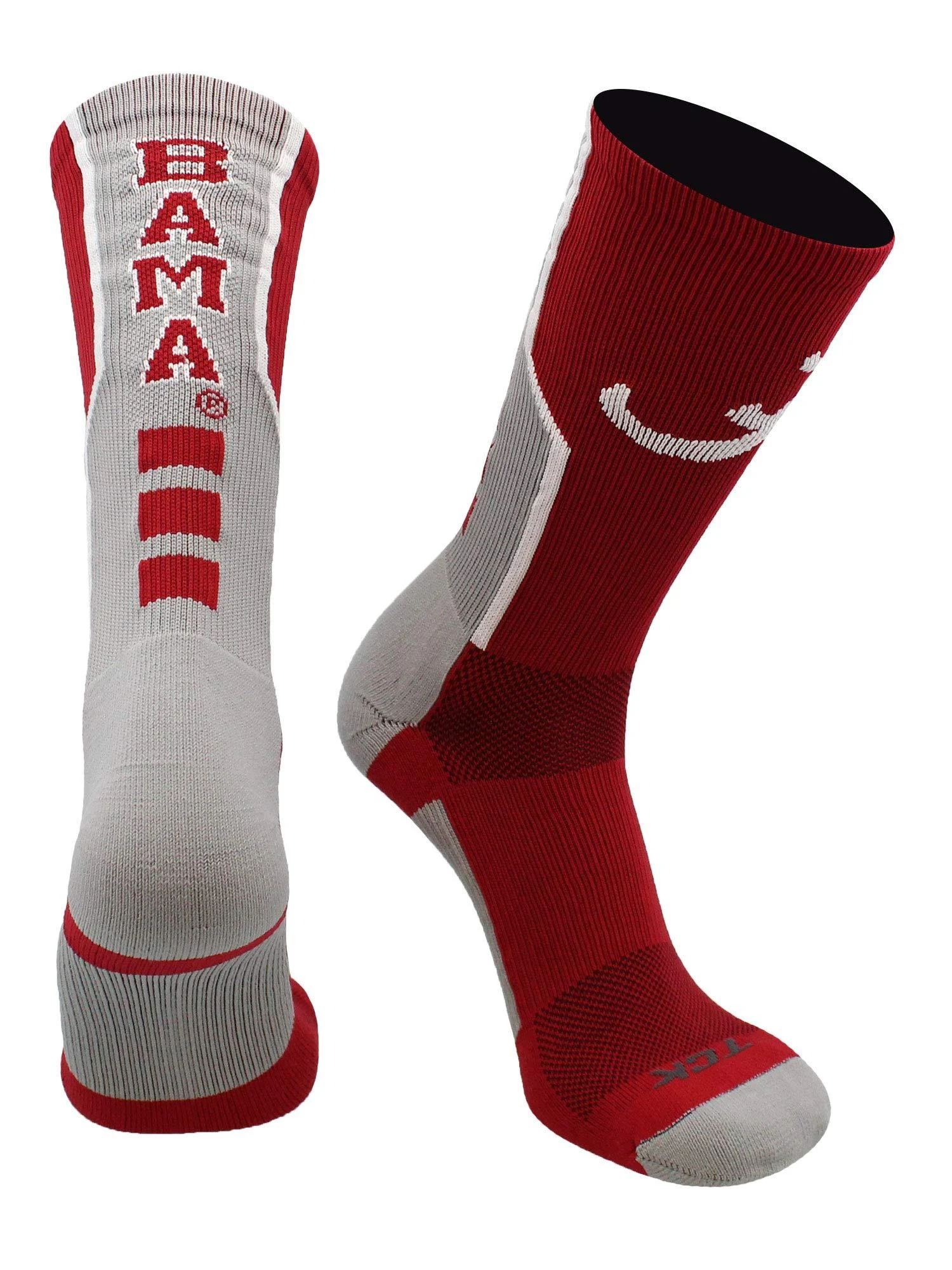 University of Alabama Crimson Tide Perimeter Crew Socks Crimson/Grey/White Small - TCK