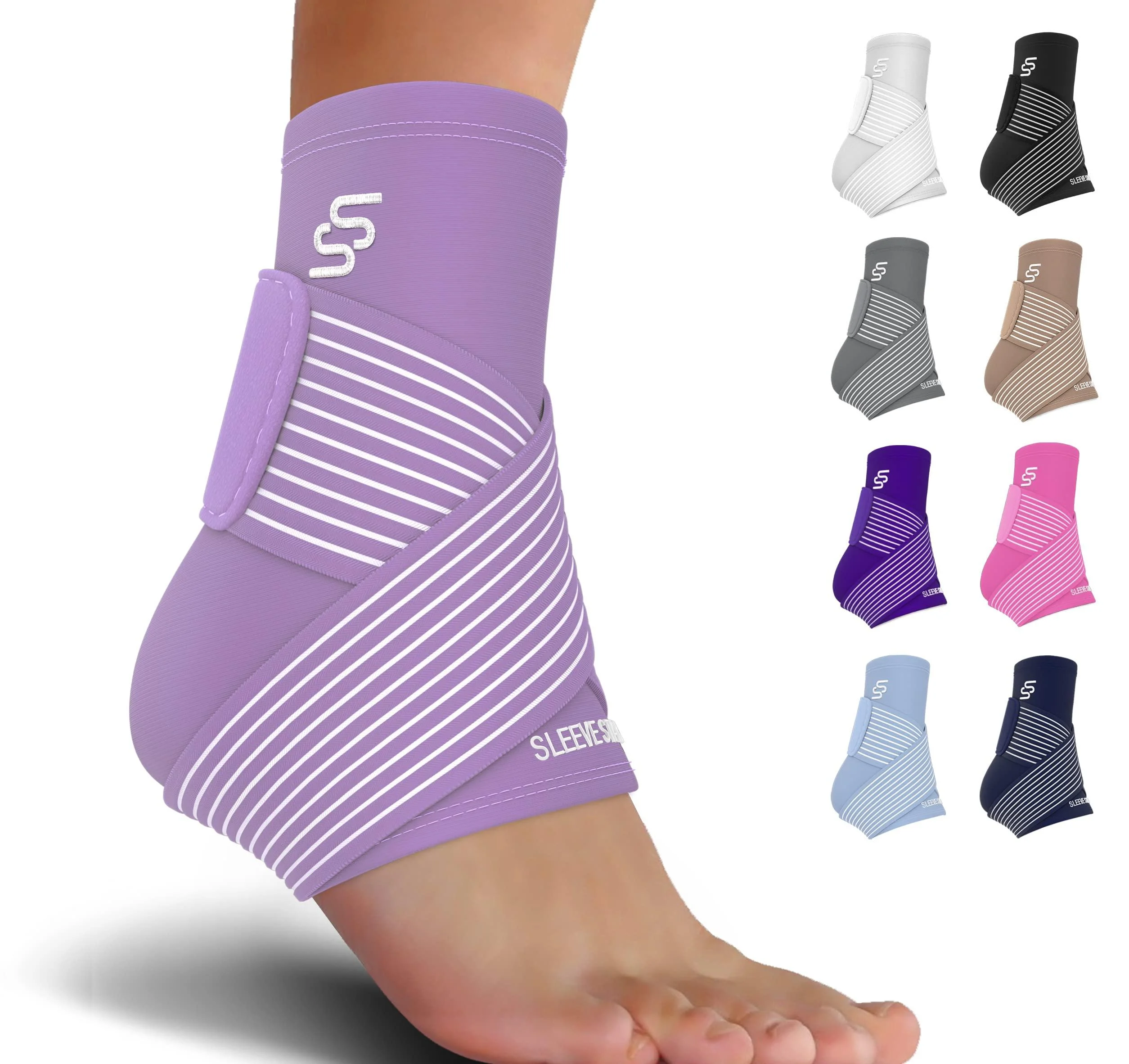 Sleeve Stars Ankle Brace for Women & Men Plantar Fasciitis & Ankle Wrap w/Foot Support Strap for Sprained Ankle Heel Protectors Sleeve Heel Brace for Heel Pain Relief (Single/Light Purple) One Size Light Purple 1 - SS SLEEVE STARS