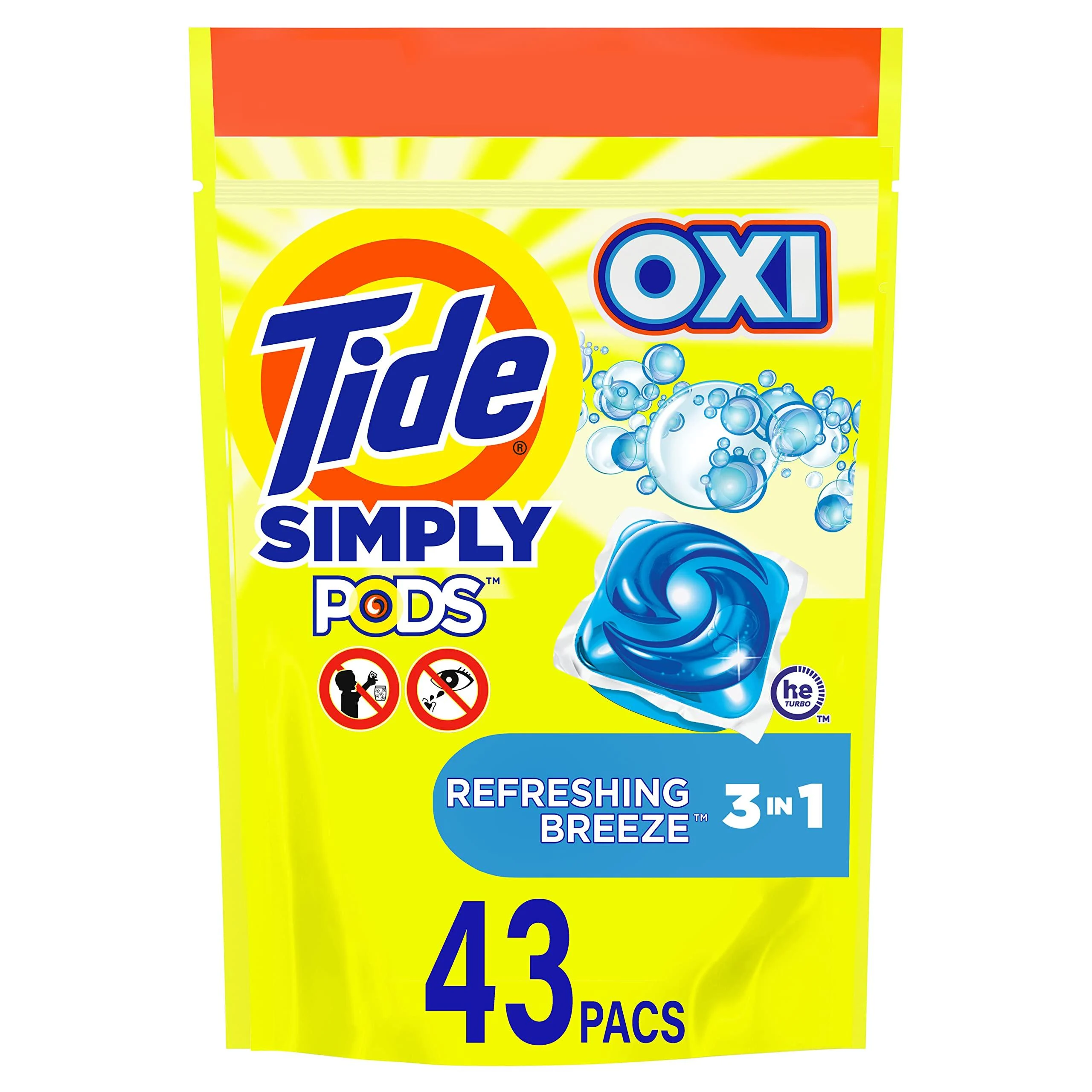 Tide Simply PODS Oxi Laundry Detergent Soap Pods Refreshing Breeze 43 Pac Capsules24 Ounces