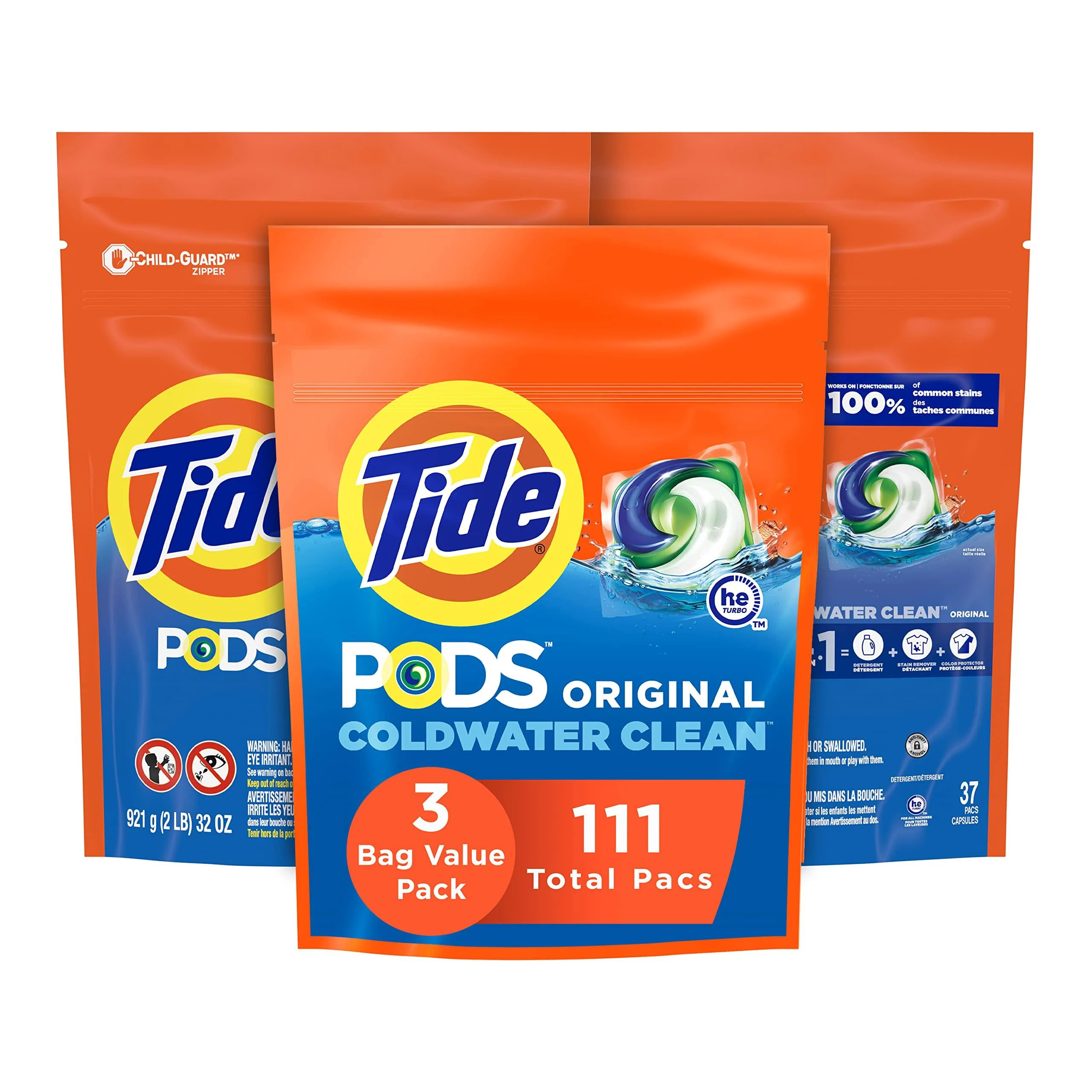 Tide Pods Laundry Detergent Soap Pods, Original, 3 Bag Value Pack, HE Compatible, 37 Count (Pack of 3) Original 37 Count (Pack of 3)
