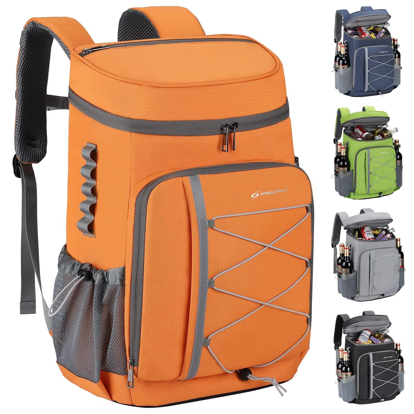 Maelstrom Cooler Backpack,35 Can Backpack Cooler Leakproof,Insulated Soft Cooler Bag,Camping Cooler,Beach Cooler,Ice Chest Backpack,Lightweight Travel Cooler Lunch Backpack for Hiking,Shopping Orange
