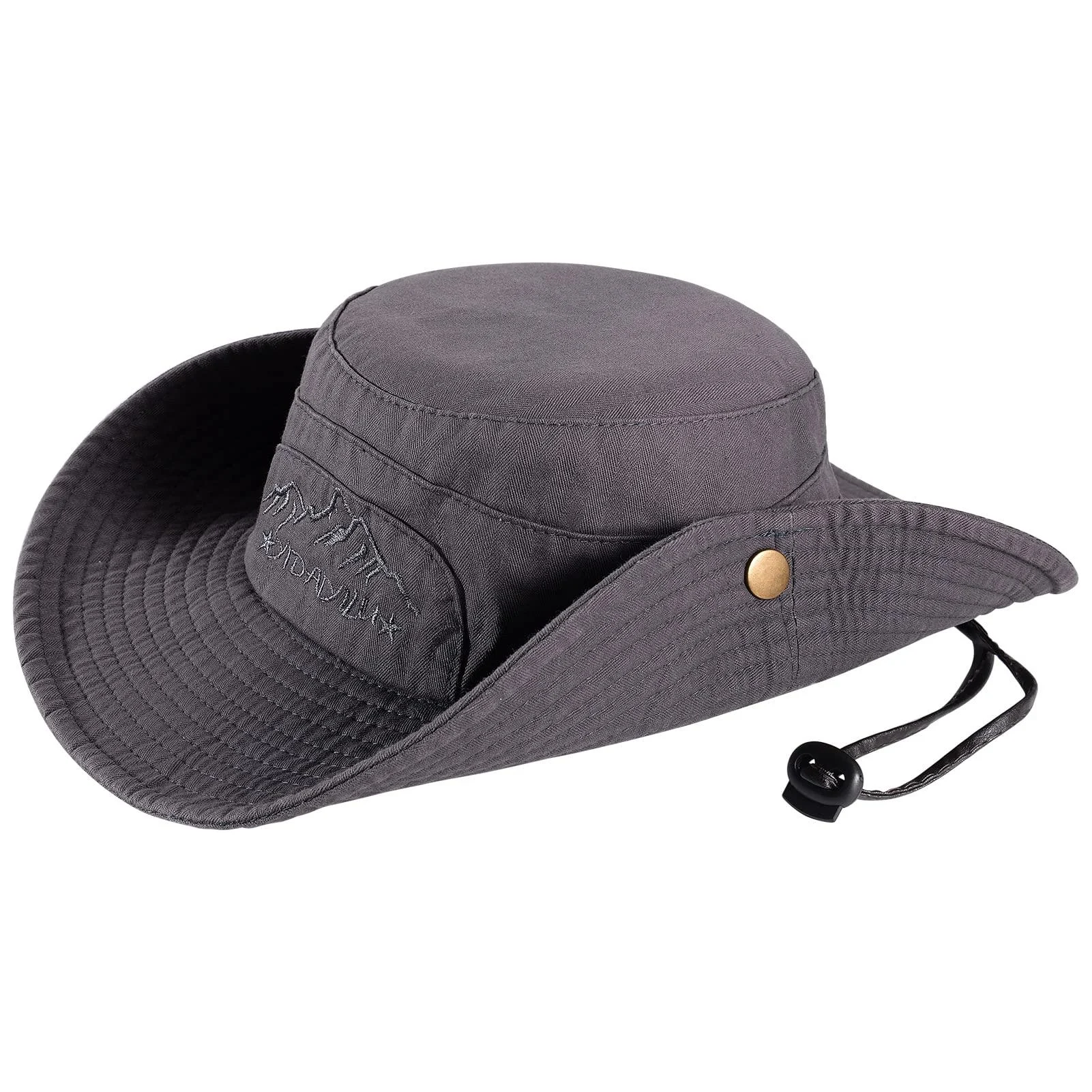 Obling Sun Hat, Fishing Hat UPF 50 Wide Brim Bucket Hat Safari Boonie Hat B-grey