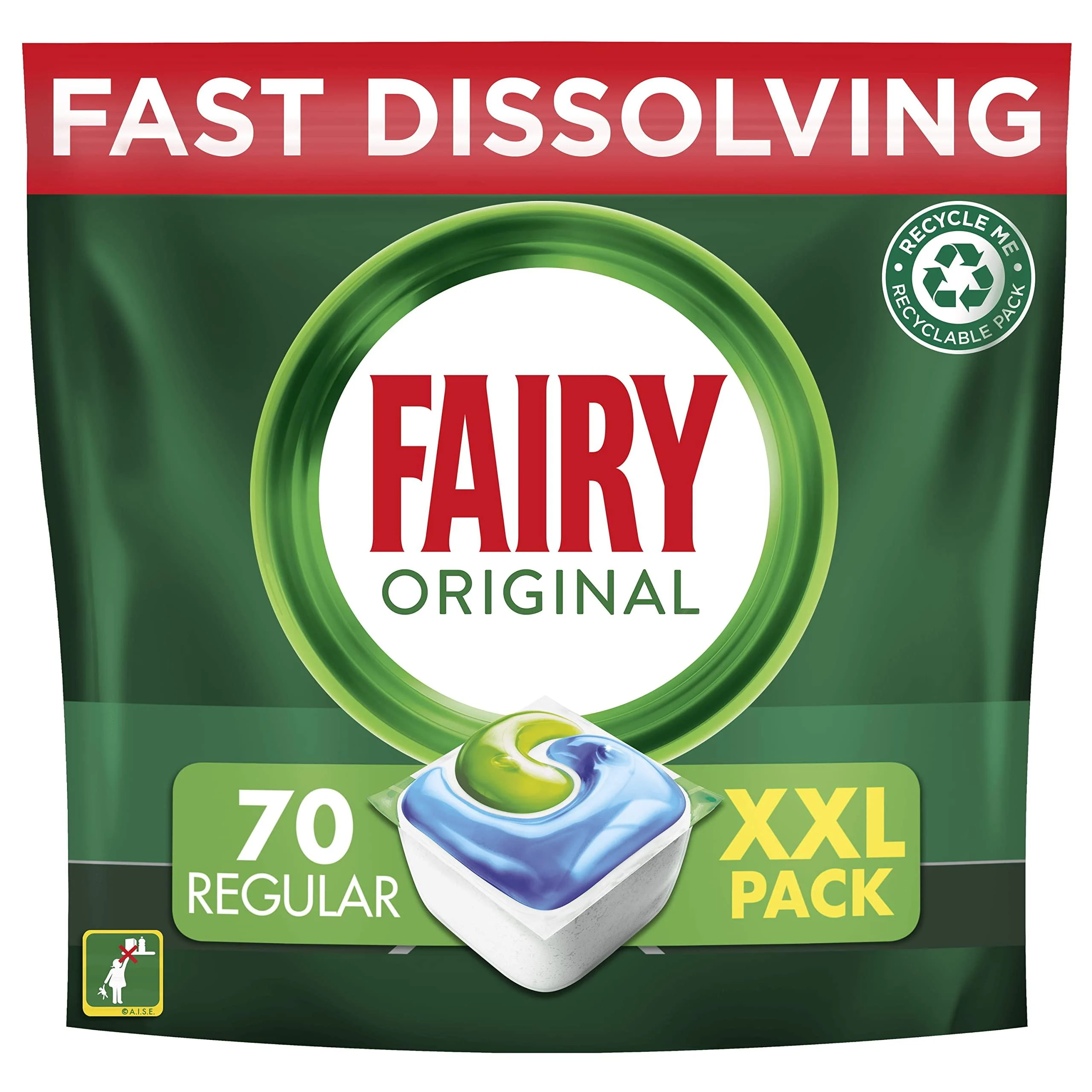 Fairy Original All-in-One Dishwasher Tablets Bulk 78 Tablets Original 70 Tablets