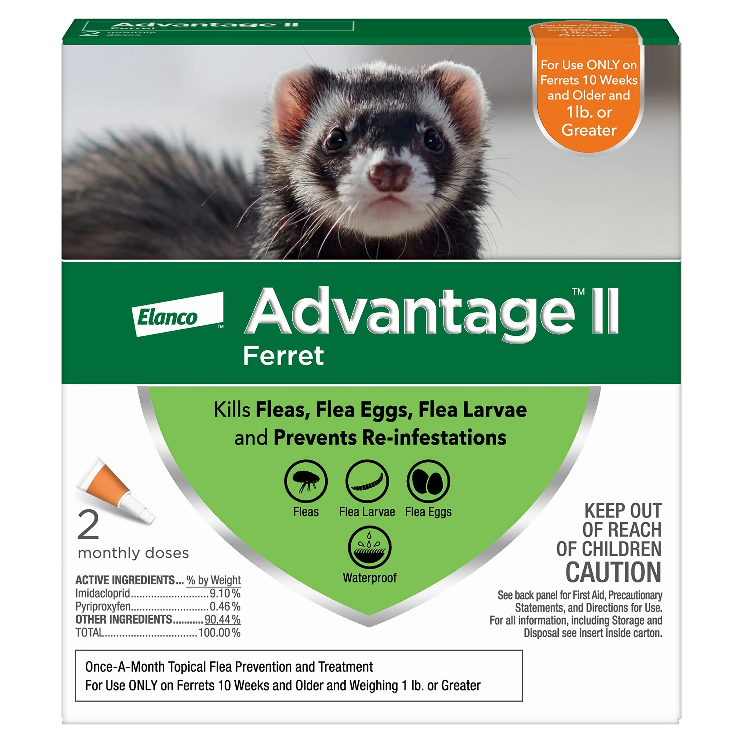 Advantage II Flea Prevention for Ferrets, Over 1 lb, 2 doses