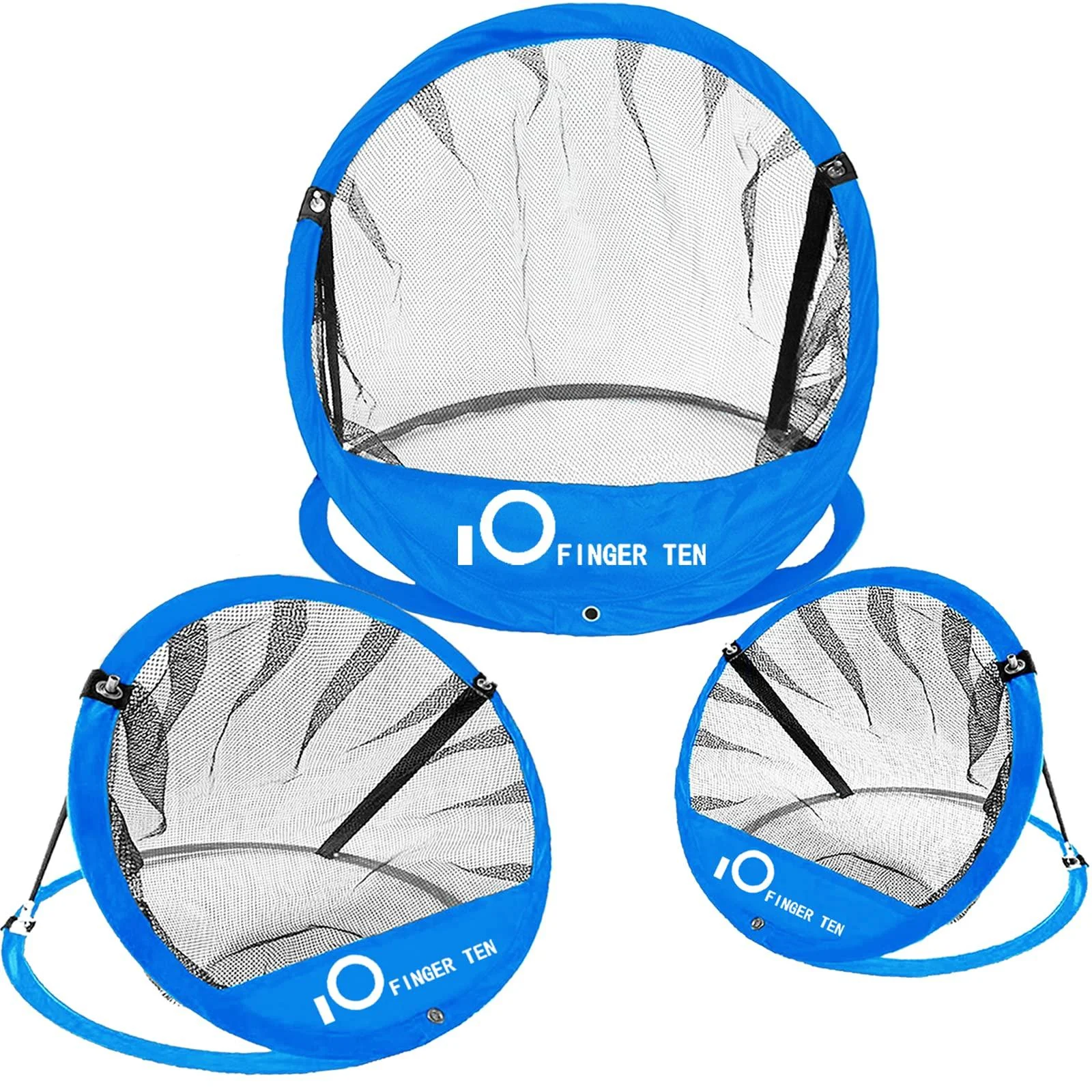 Updated Golf Chipping Practice Net with Mat Set 24'' 18'' 12'' Indoor Backyard Hitting Nets Use, Pop Up Net Target Mat 12''24'' Blue 3Pcs(12'',18'',24'') - FINGER TEN