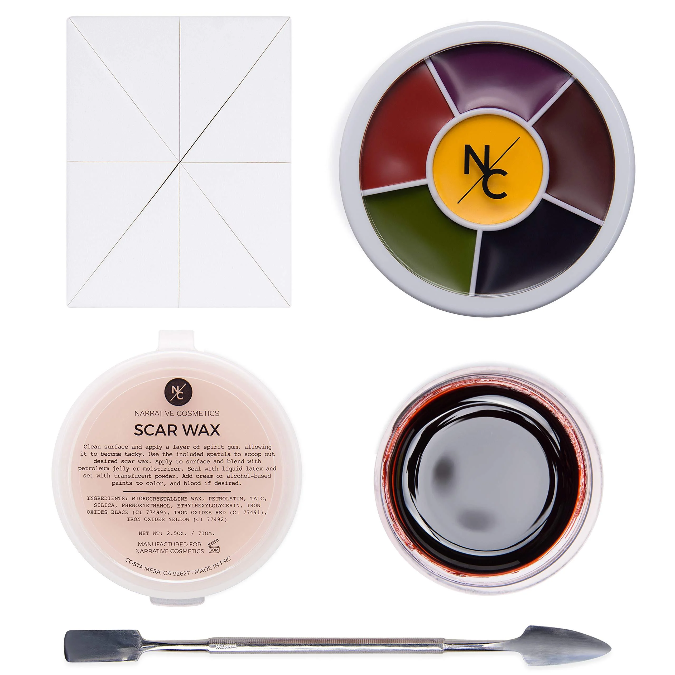 Starter Effects Kit 6-Color Bruise Wheel Scar Wax and Scab Blood Paste Professional SFX Makeup Set With Applicators