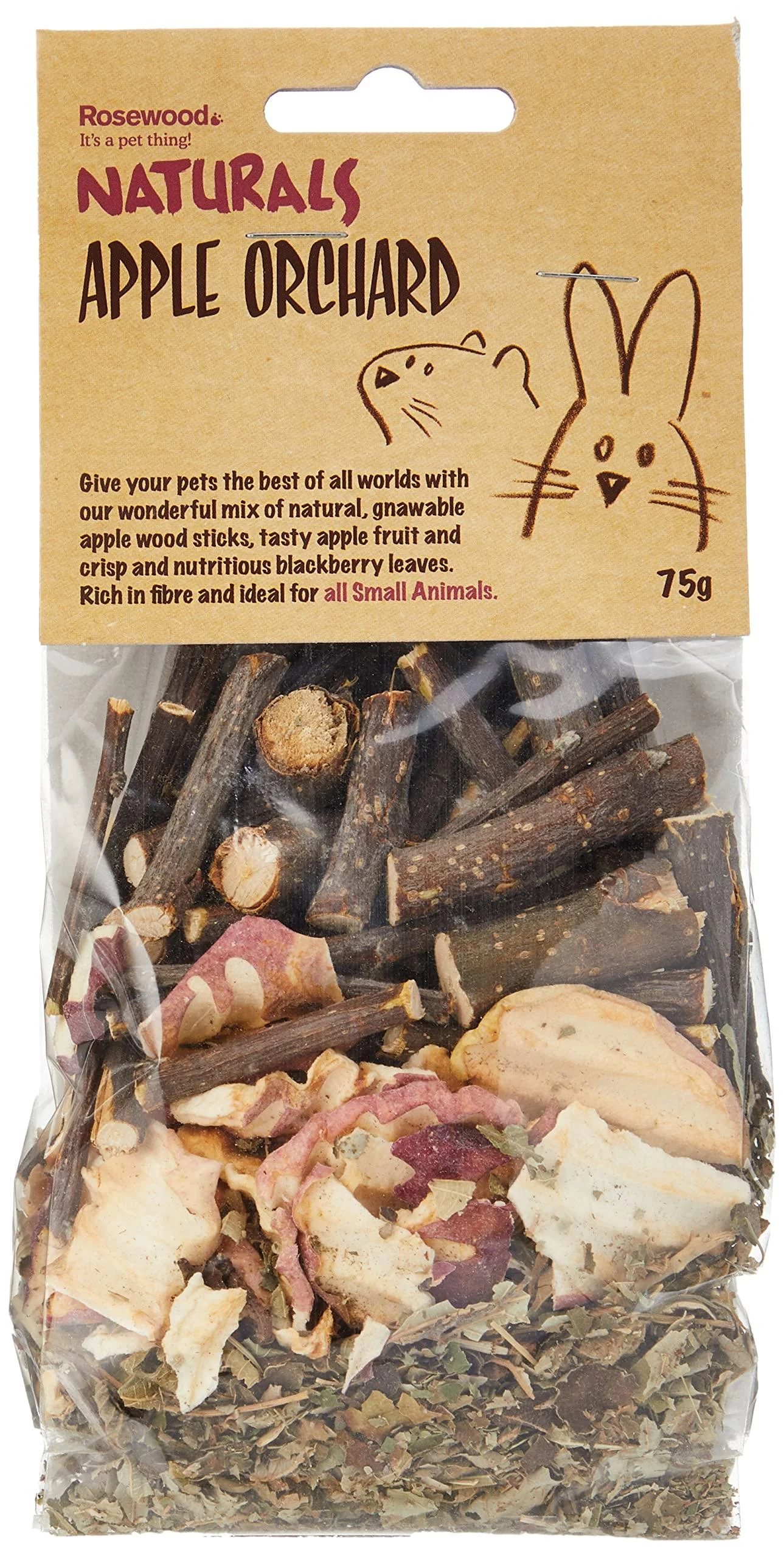 Rosewood Naturals Apple Orchard Rabbit Treats & Small Animal Treats 75g