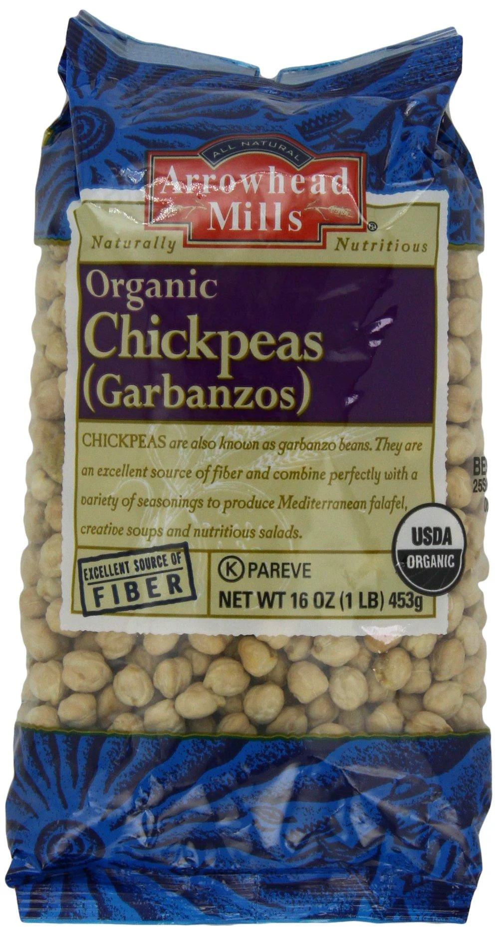 Arrowhead Mills Organic Chickpeas (Garbanzos) 16 oz (453 g)