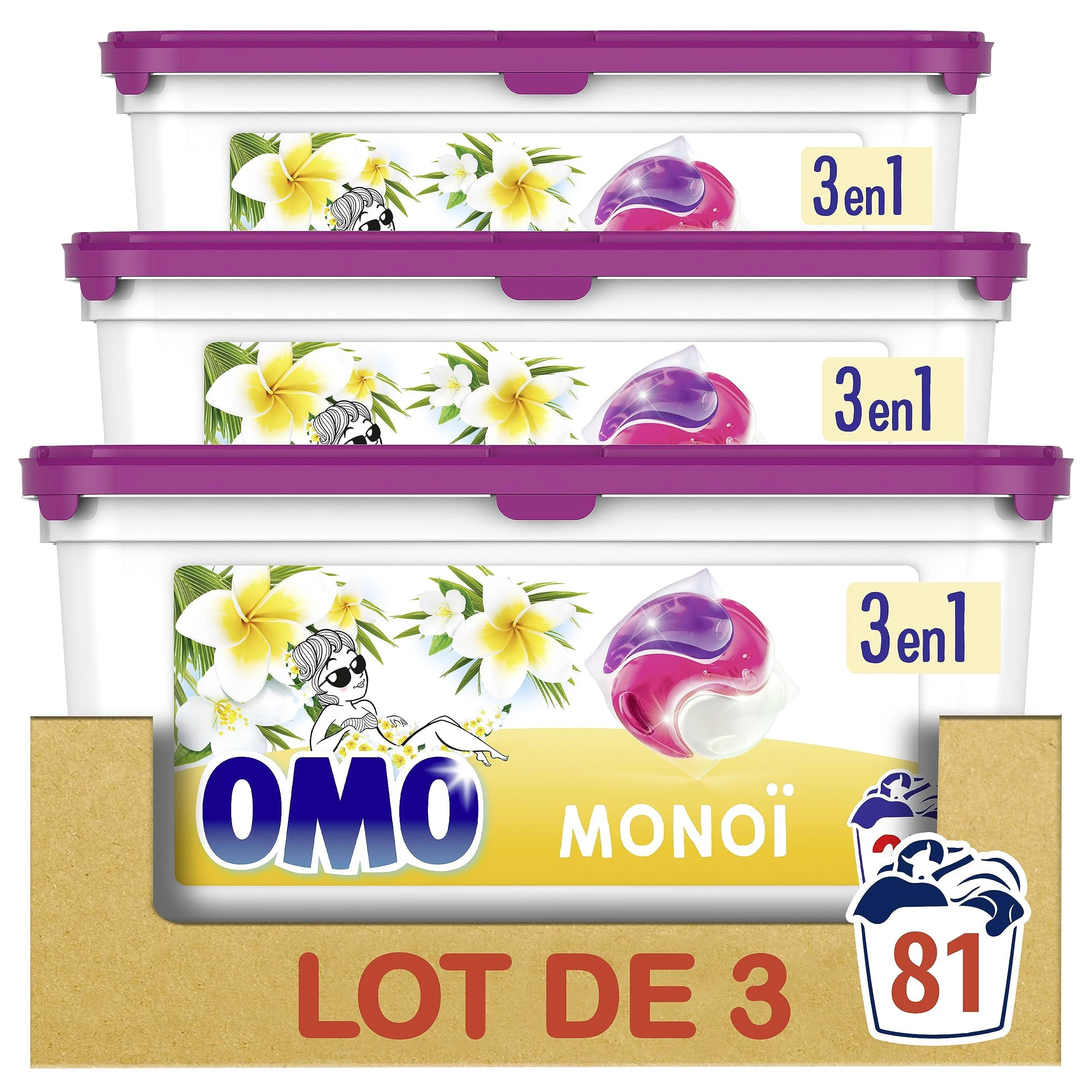 Omo Monoi 3-in-1 Detergent Capsules 27 Washes (Pack of 3)