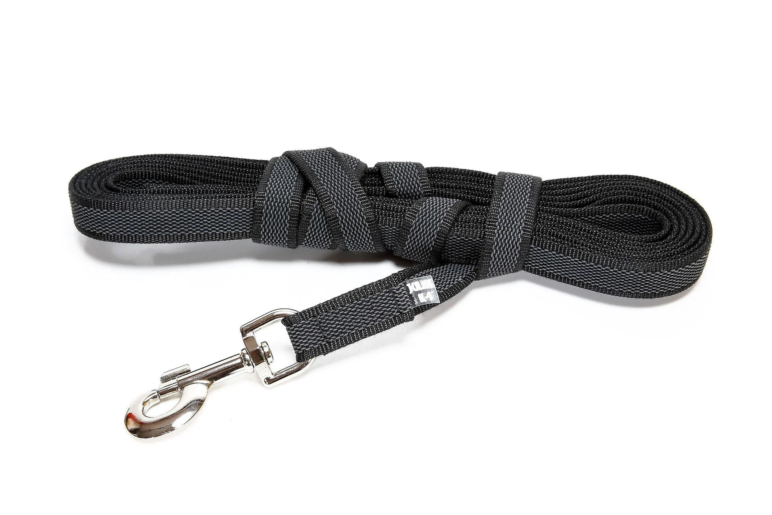 IDC Color & Gray rubberized leash 14 mm x 10 m with loop black-gray Black-gray 14 mm x 10 m (with loop)
