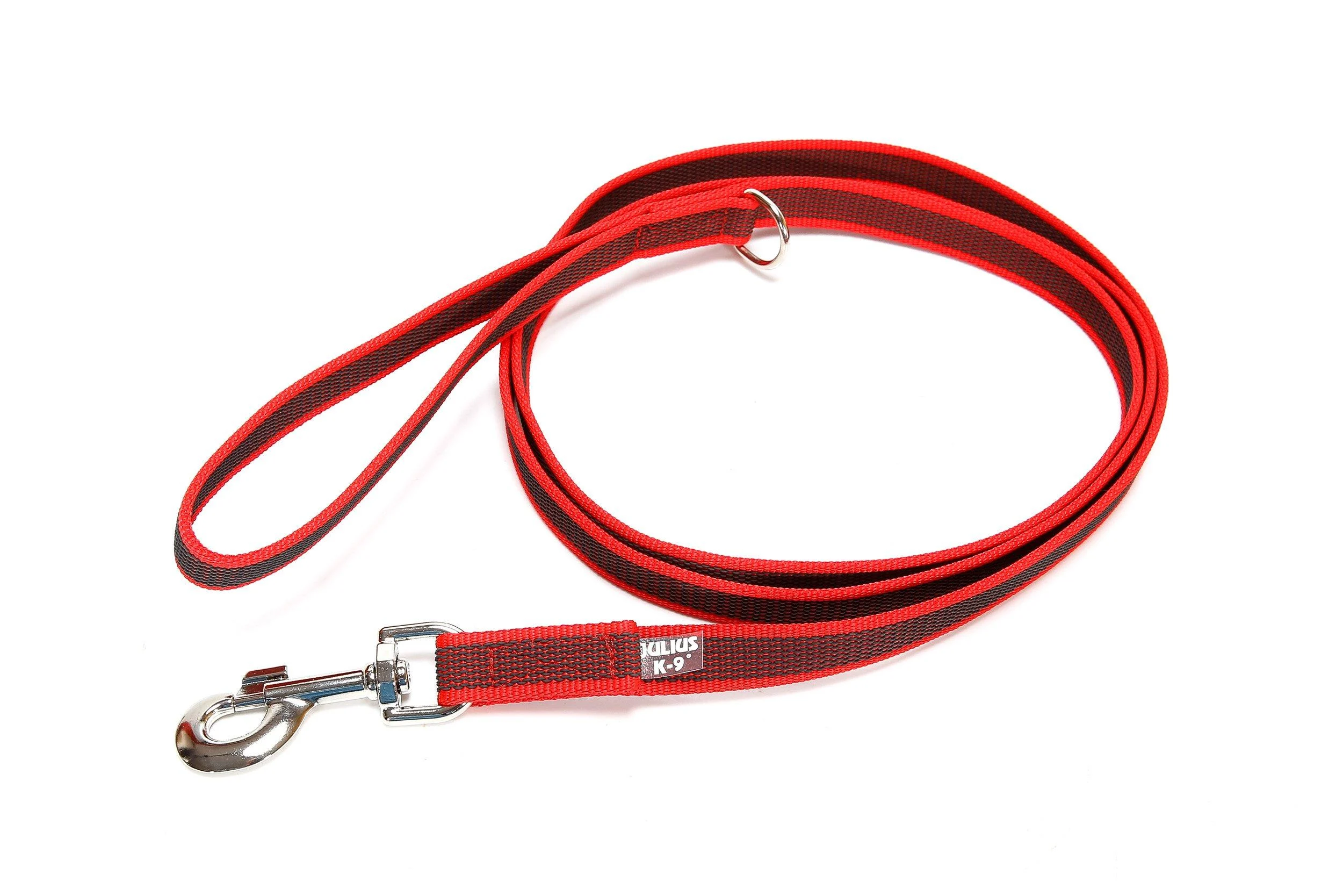 IDC Color & Gray rubberized leash 20 mm x 2 m with loop and D-ring red-grey Red-grey 20 mm x 2 m (with loop and D-ring)