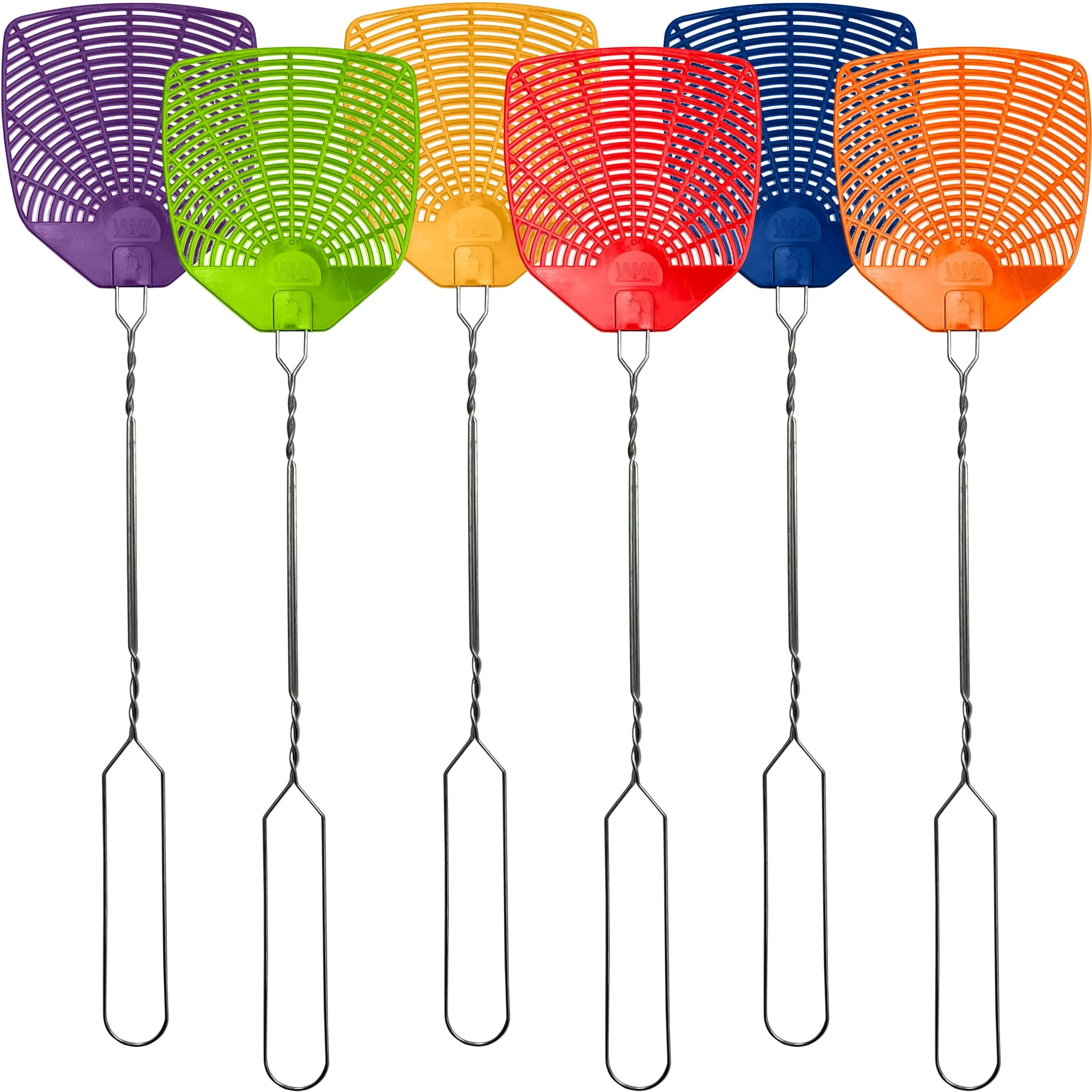 W4W Bug & Fly Swatter Extra Long Handle 6 Pack Fly Swatters Indoor/Outdoor Pest Control flyswatter