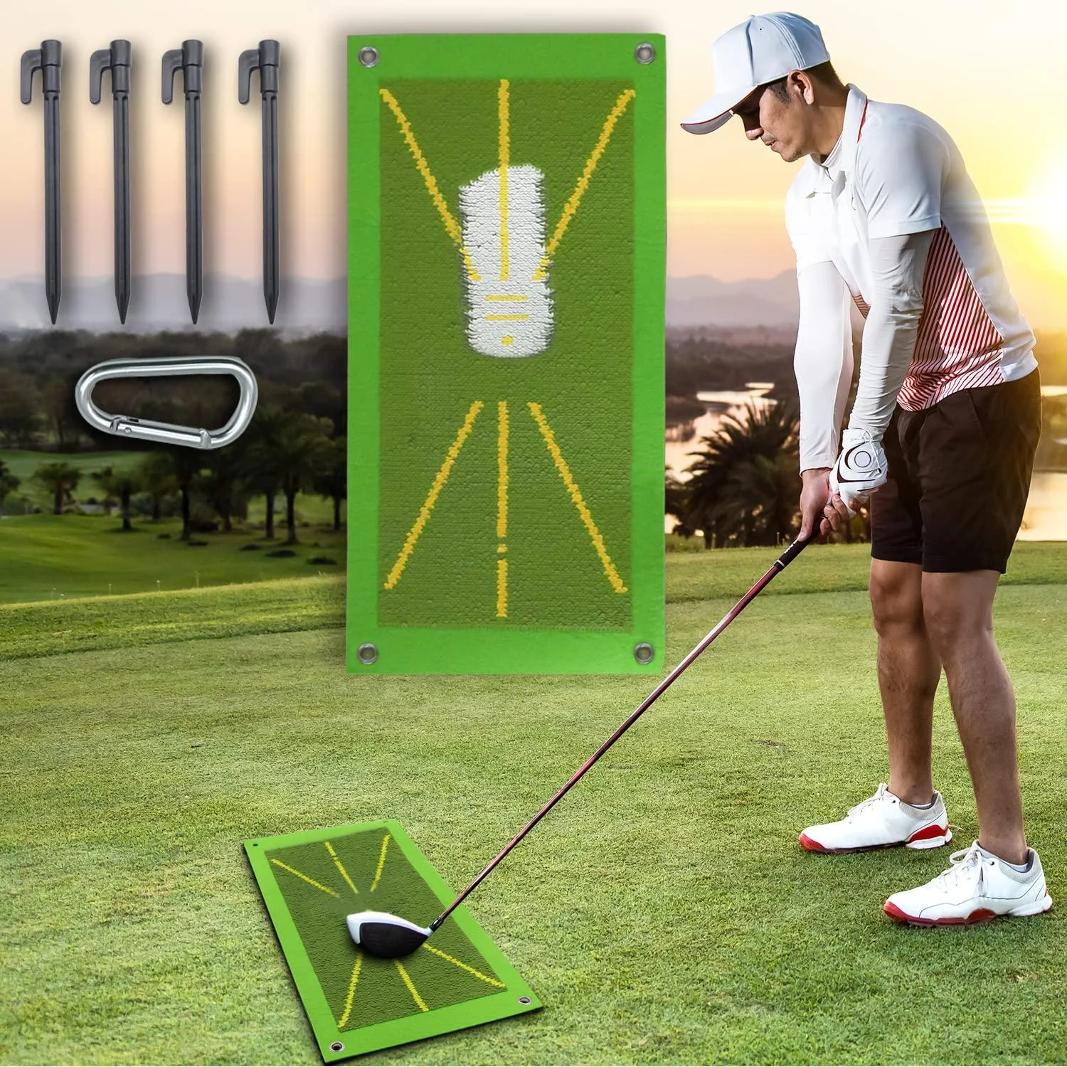 Golf Training Mat for Swing Detection Batting, Golf Training Aid That Shows Swing Path Feedback, and Correct Hitting Posture, Golf Practice Mat for Indoor and Outdoor, Golf Gift for Men Women - Calbin