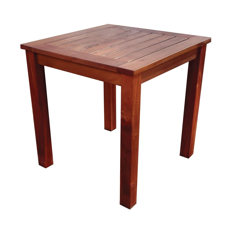 IP201-224 Patio Table, 17.7 in W, 17.7 in D, Mahogany Wood Frame, Square Table, Mahogany Wood Table