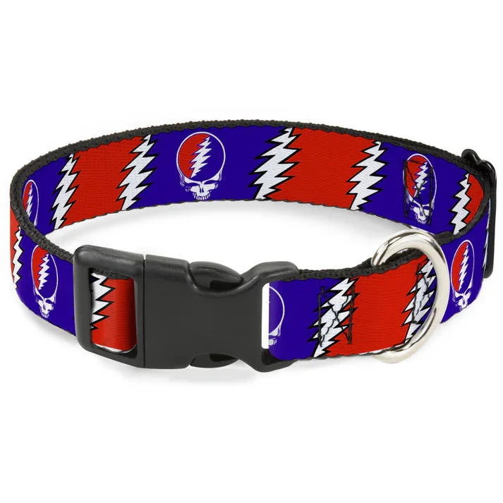 Grateful Dead Steal Your Face with Lightning Bolt Print Dog Collar 1" Inch Wide - Buckle-Down, Inc.