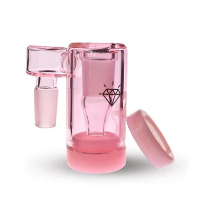14mm Pink Reclaim Catcher: 14mm Male 90 Degree Sidecar Pipe Joint to 14mm Female Banger Joint by Preppy La Peui