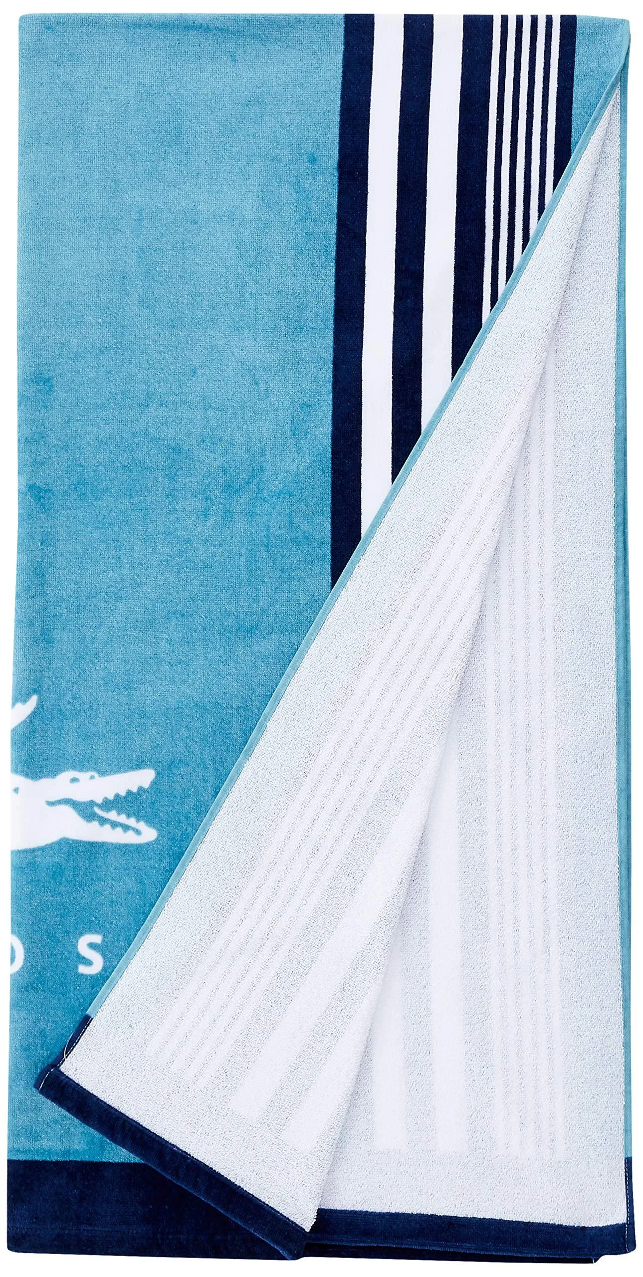 Lacoste Oki 100% Cotton Beach Towel, 36" W x 72" L, Teal