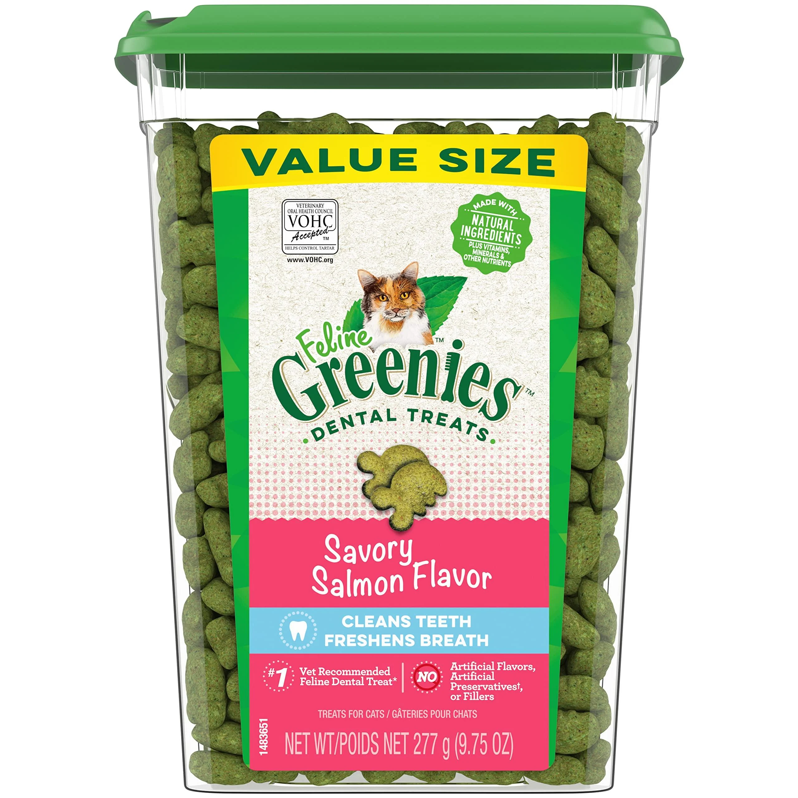 Greenies Feline Natural Dental Care Cat Treats, Salmon and Shrimp Flavor, All Bag Sizes Salmon 9.75 Ounce (Pack of 1)