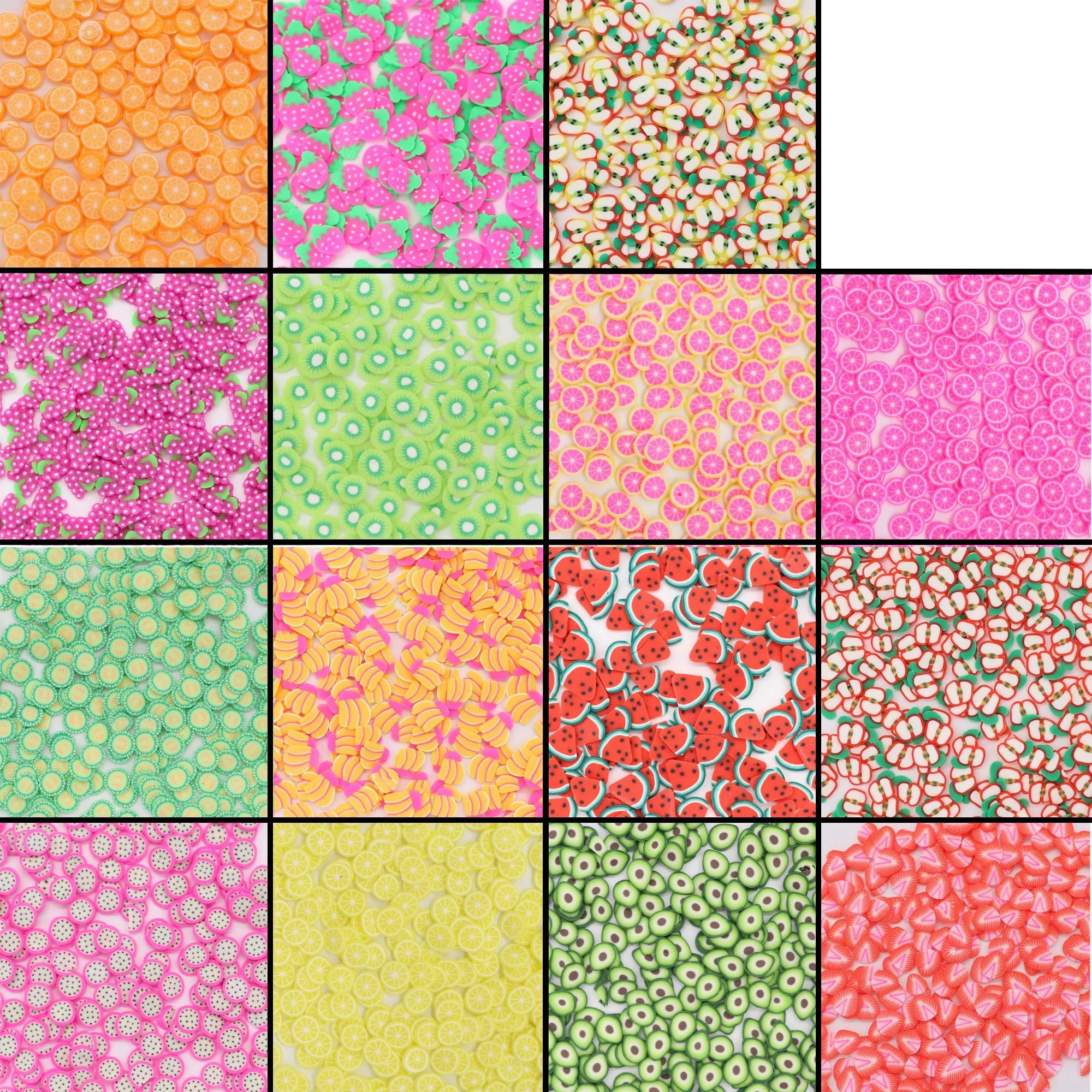 Crafare 5000 PC Nail Art Slices 3D Fruits Animals Flowers Cake Heart Stickers Polymer Slices for Christmas Holiday DIY Crafts, Slime Making and Cellphone Decoration fruit A