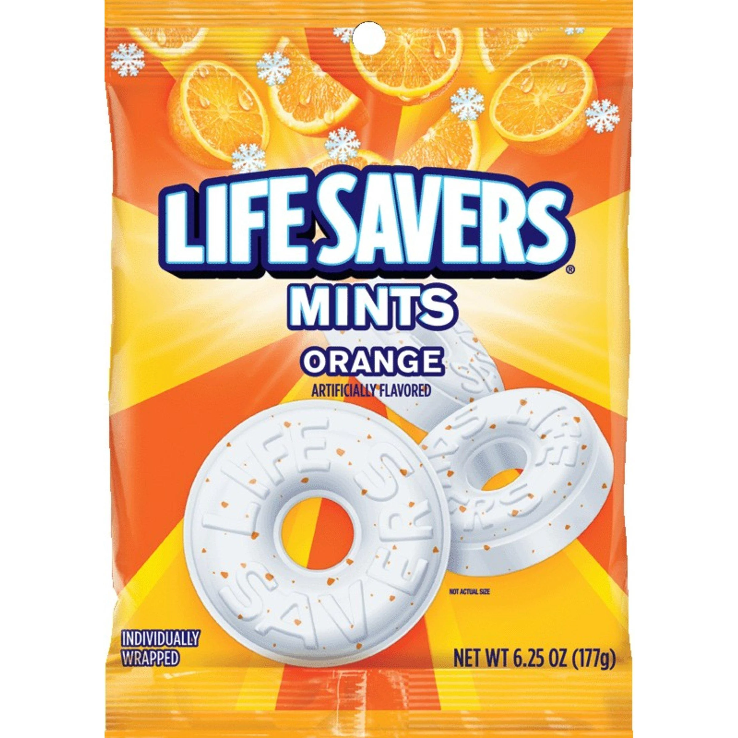 LIFE SAVERS Orange Mints Hard Candy Bag, 6.25 ounce (Pack of 12) Orange Mint 6.25 Ounce (Pack of 12) - lifesavers