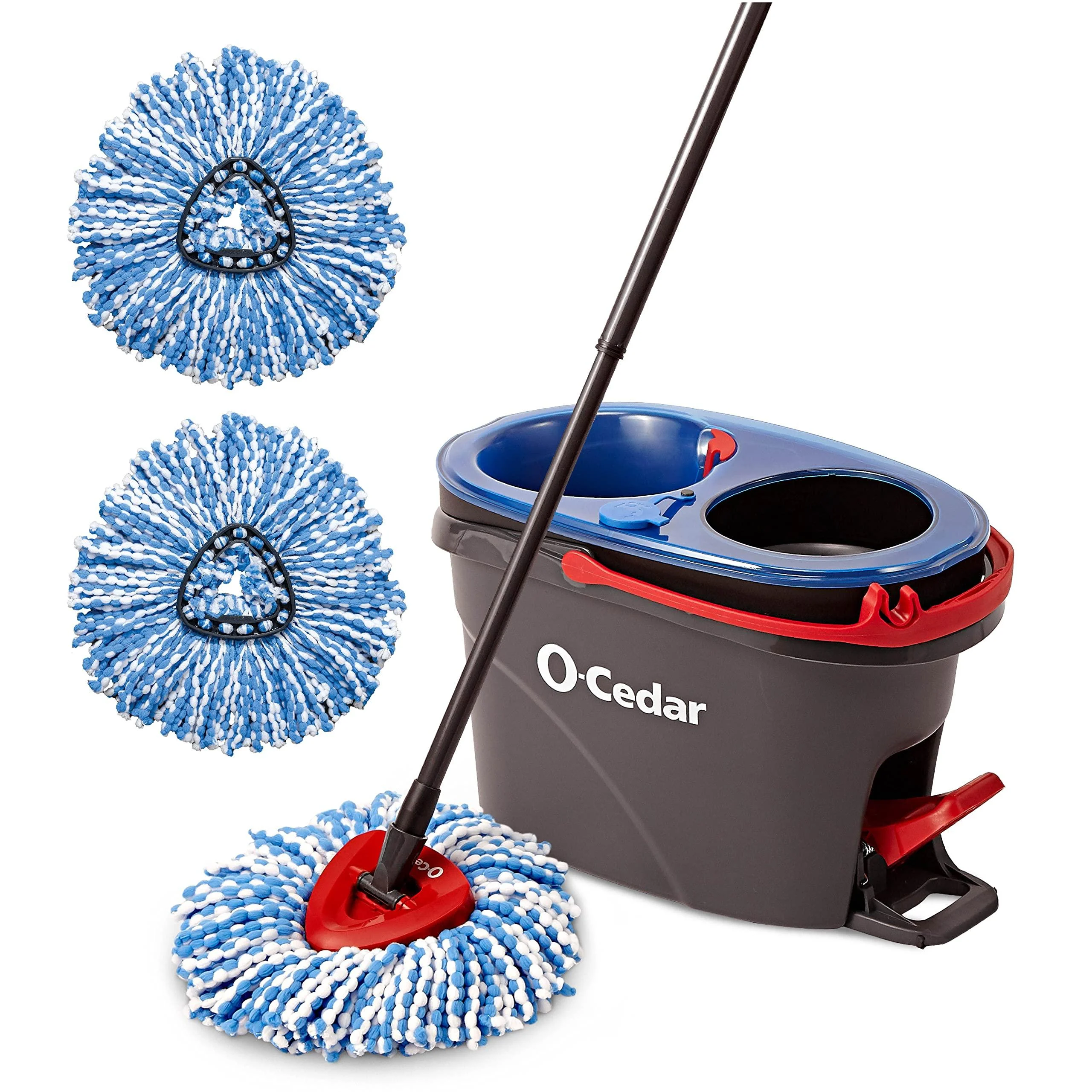 O-Cedar EasyWring RinseClean Microfiber Spin Mop & Bucket Floor Cleaning System with 2 Extra Refills, Grey RinseClean Spin Mop & Bucket + 2 Extra Refills