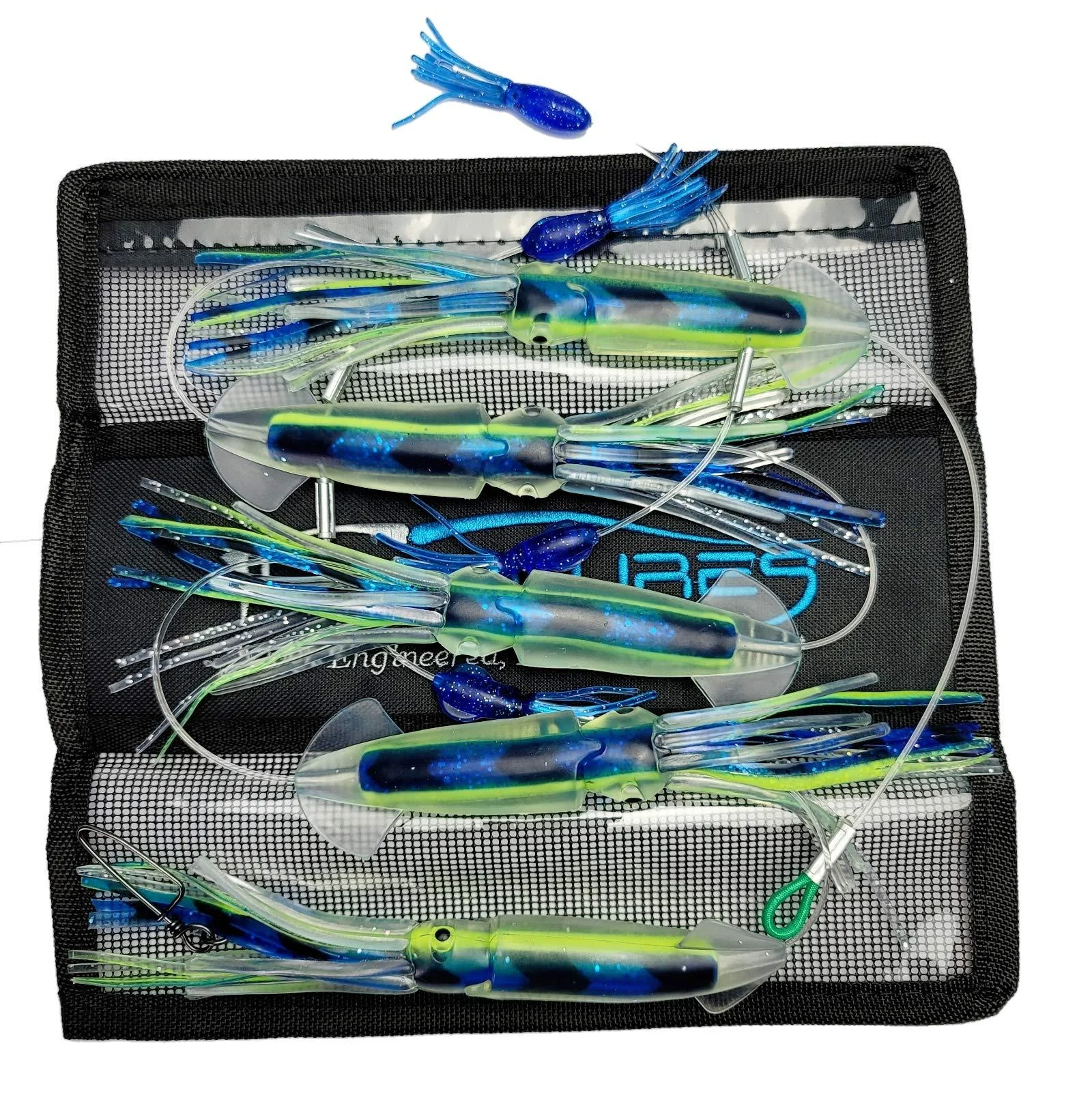 Squidnation Pakula Game Fish 8" Long Tail Flippy Floppy Fishing Daisy Chain Tuna & Marlin by Lobo Lures EVIL ANGEL BLUE