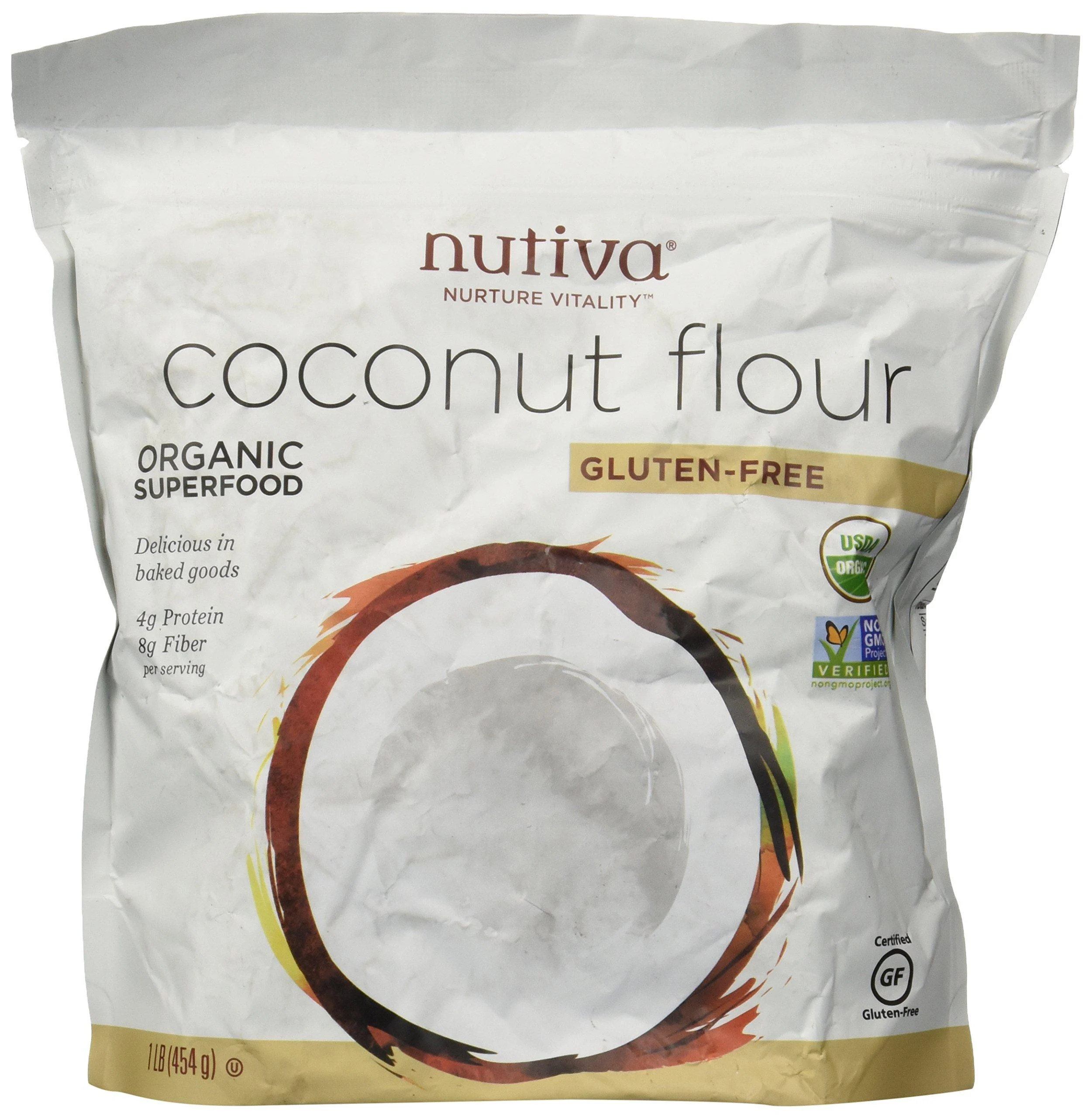 Nutiva Organic Coconut Flour Gluten Free 1 lb (454 g)