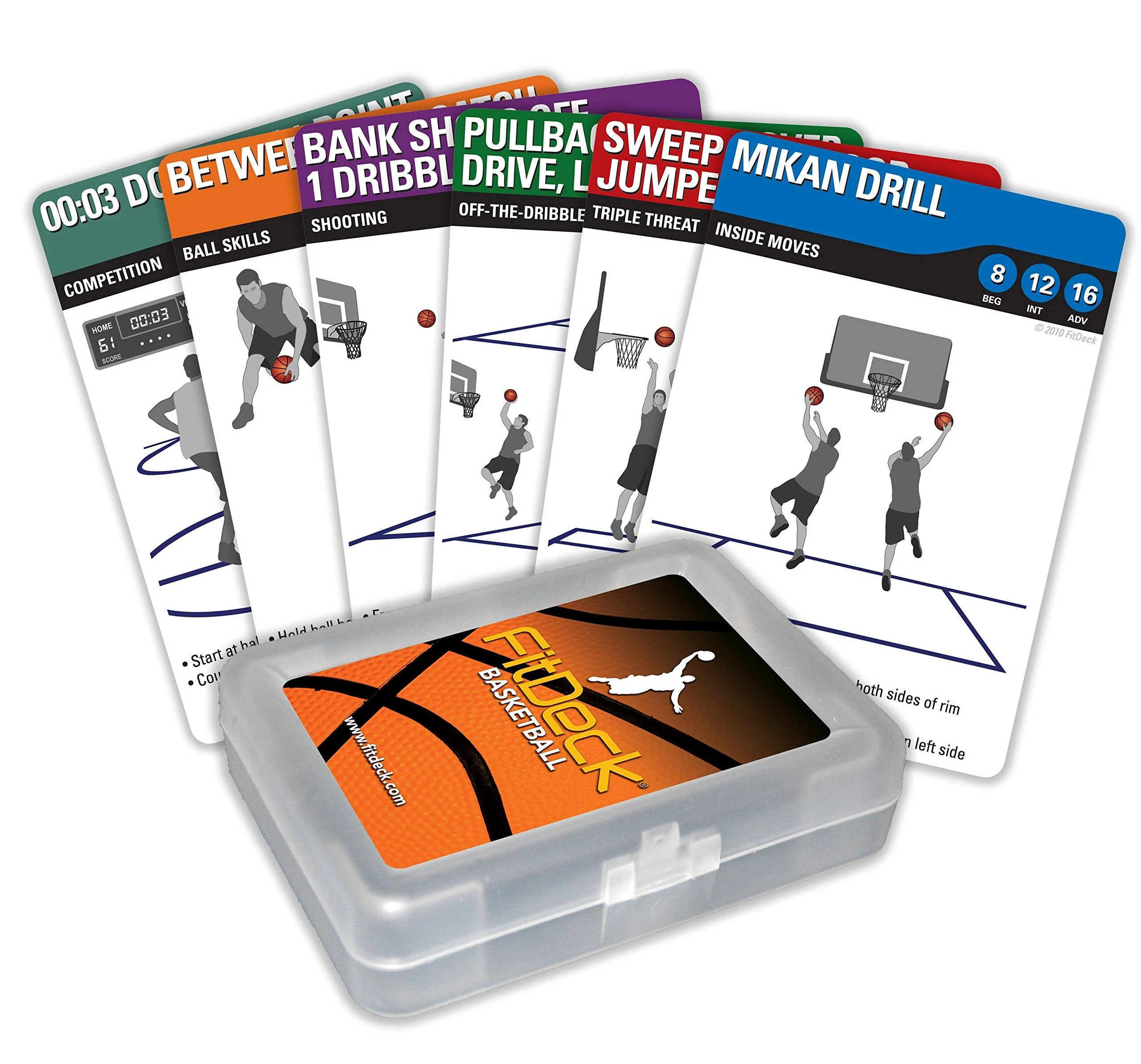 Fitdeck Illustrated Exercise Playing Cards for Guided Workouts Full Deck (56-Cards) Basketball