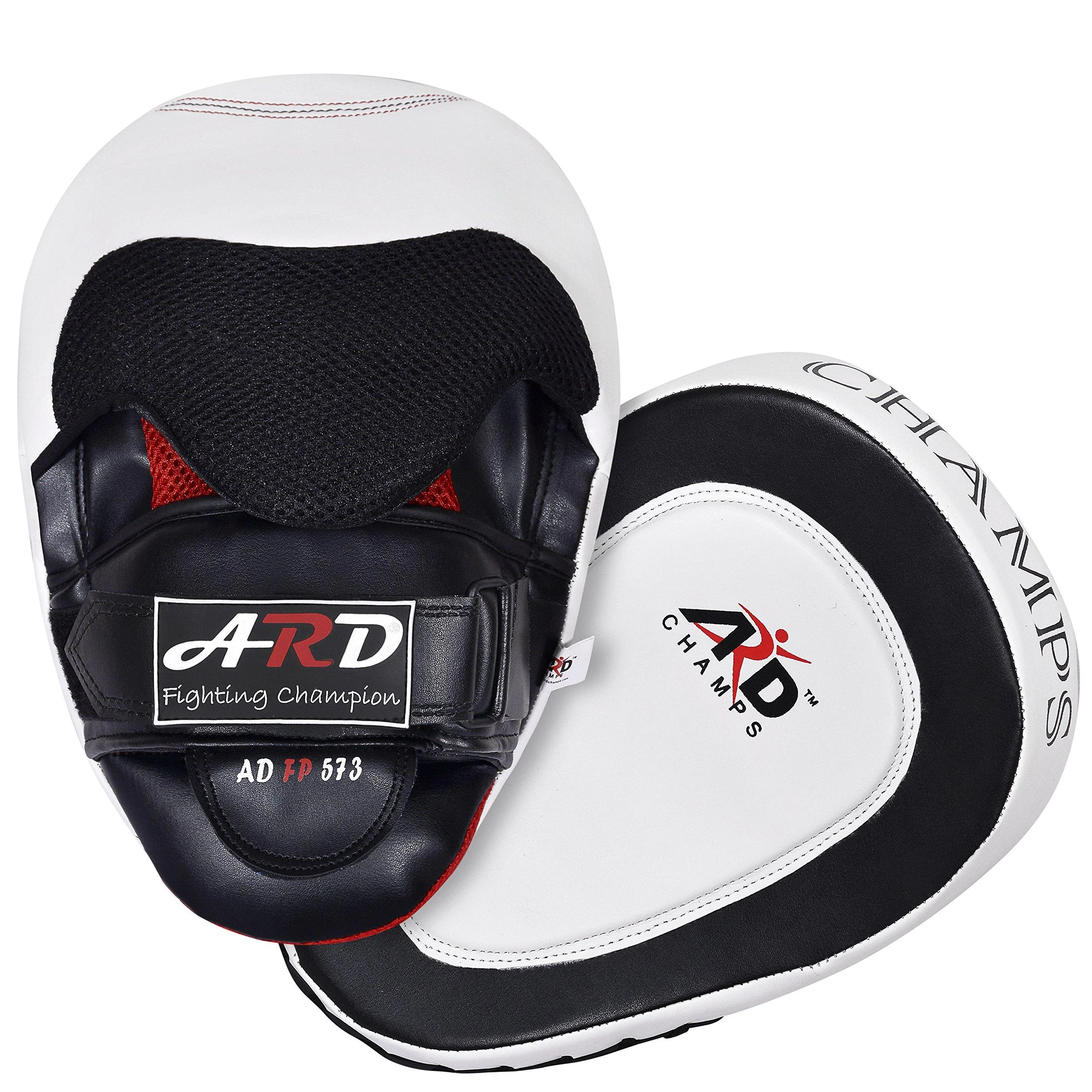 ARD Gel Punch Mitts Cowhide Leather Boxing Punching MMA Training Kickboxing, Striking, Muay Thai Focus Pad white - ARD-Champs